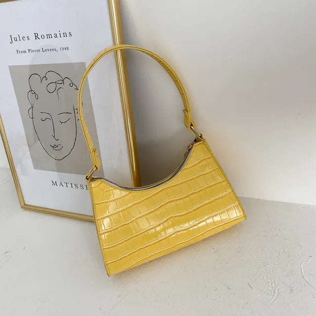 INGE - Dame Læder Skuldertaske med Retro Design - Gul - Håndtasker - {{ product_tags }