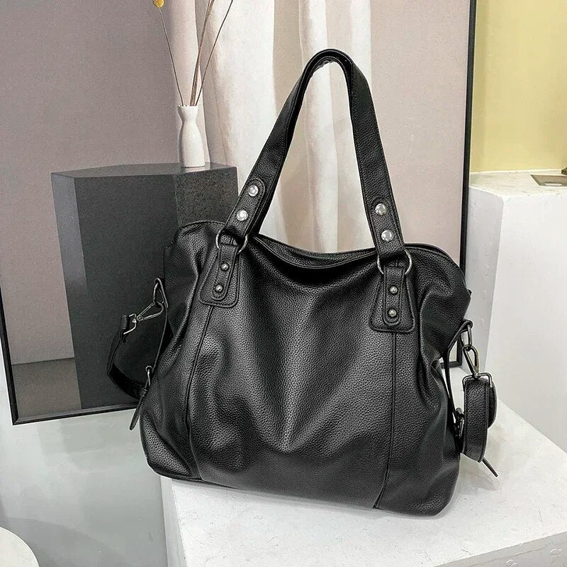 Alexandra - Dame Lædertaske med Minimalistisk Design - Sort - Bags - {{ product_tags }