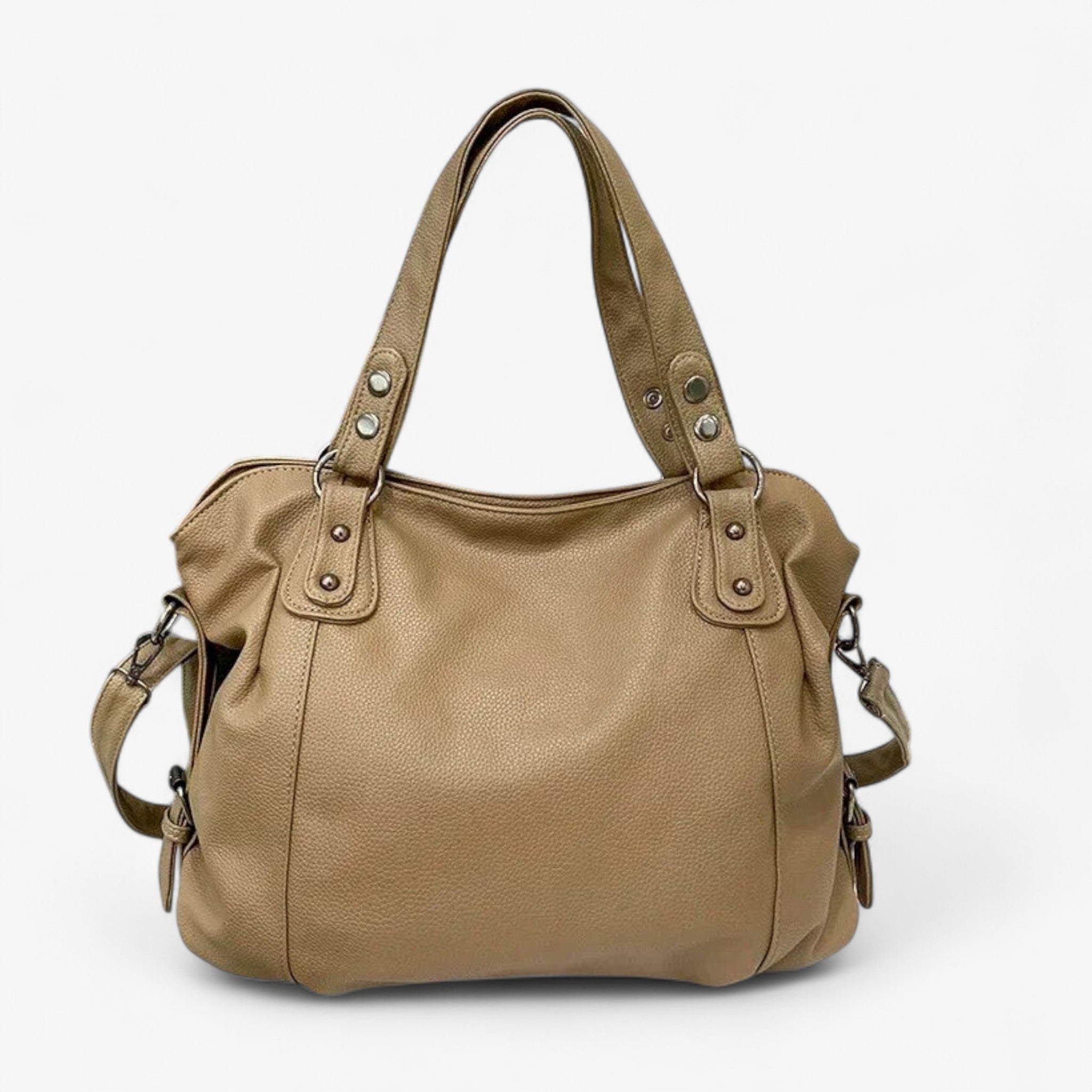 Alexandra - Dame Lædertaske med Minimalistisk Design - Khaki - Bags - {{ product_tags }