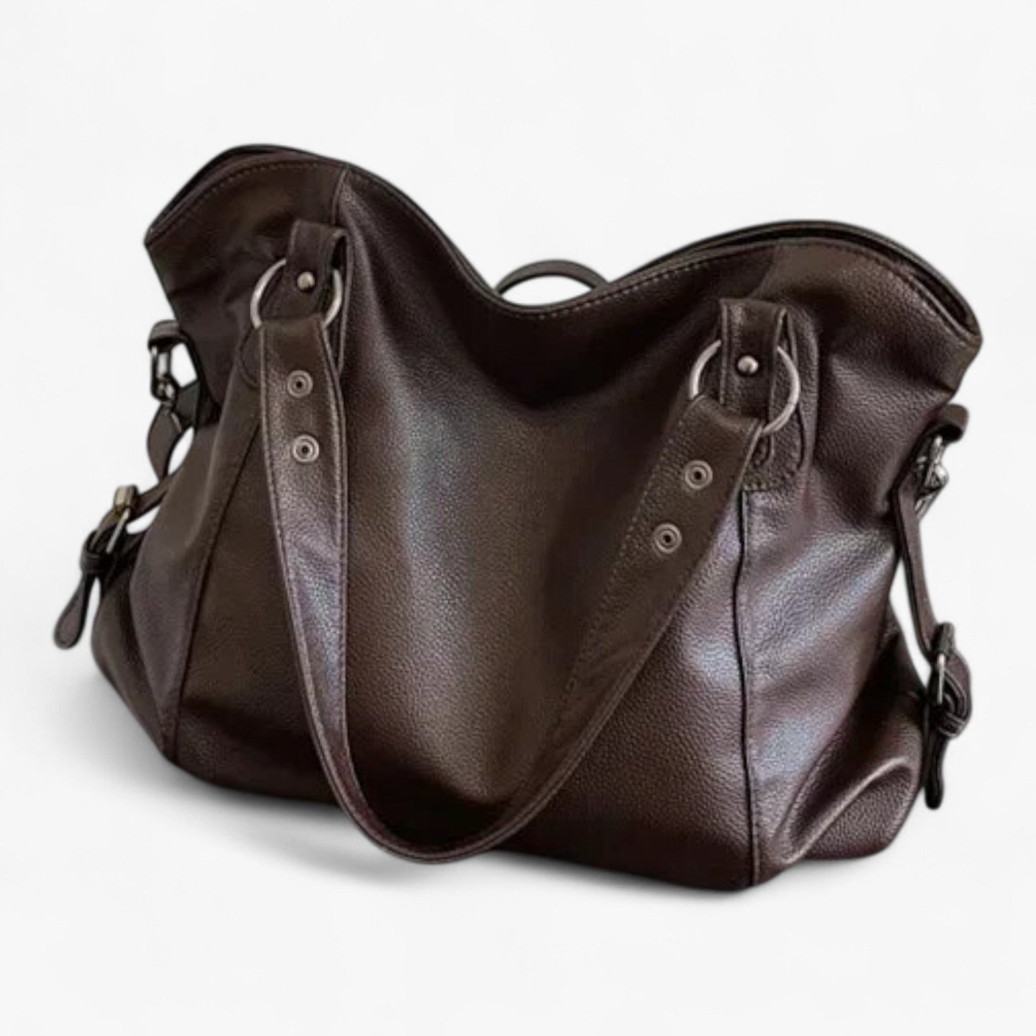 Alexandra - Dame Lædertaske med Minimalistisk Design - Brun - Bags - {{ product_tags }