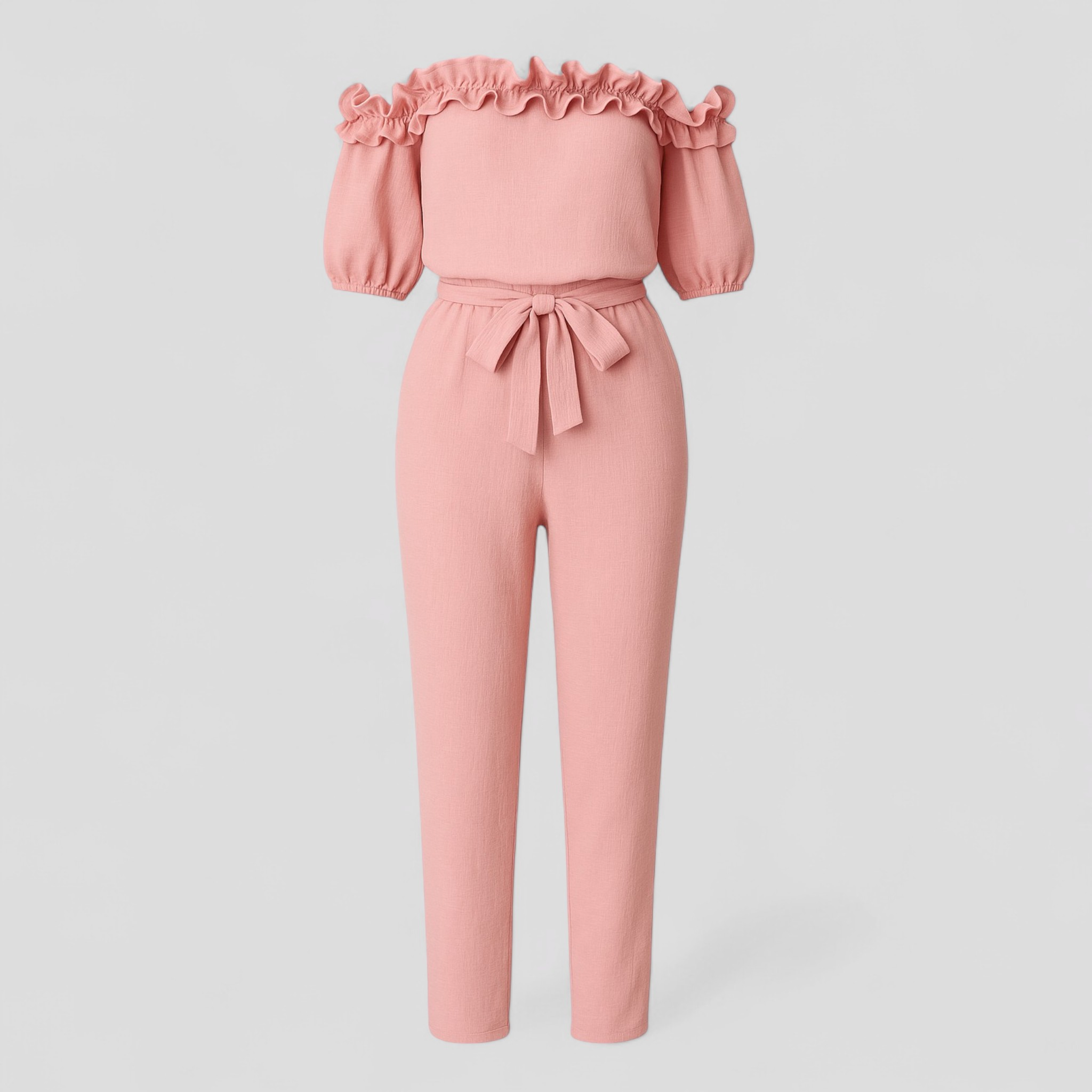 Emma | Kvinders Elegant Kombinezon med Volantærmer - Rosa - Jumpsuits og Rompers - {{ product_tags }