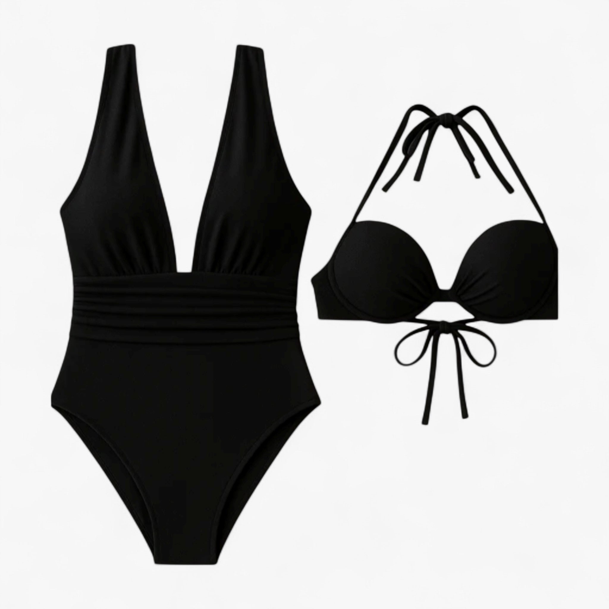 Andrea | Damer Badedragt Sort - Elegant V-hals Badedragt til Kvinder - - Women Set - {{ product_tags }