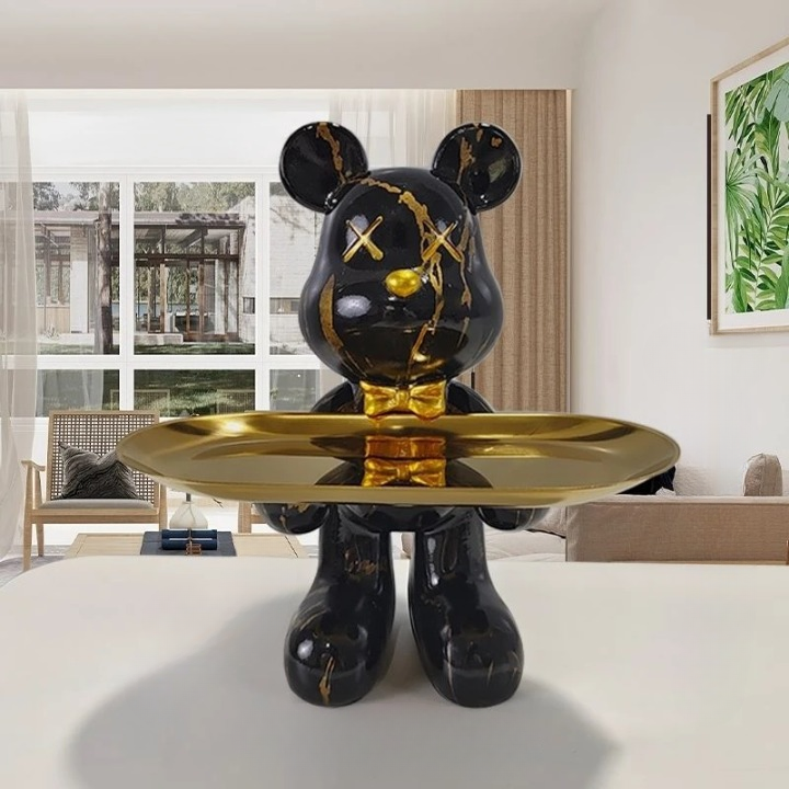 Dekorativ Bjørnefigurine Opbevaringsbakke