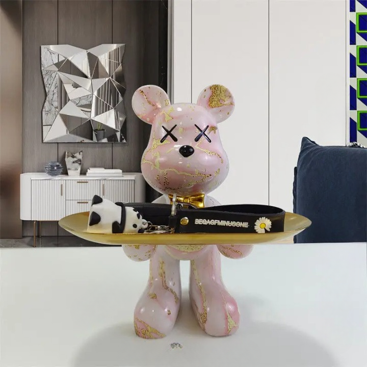 Dekorativ Bjørnefigurine Opbevaringsbakke