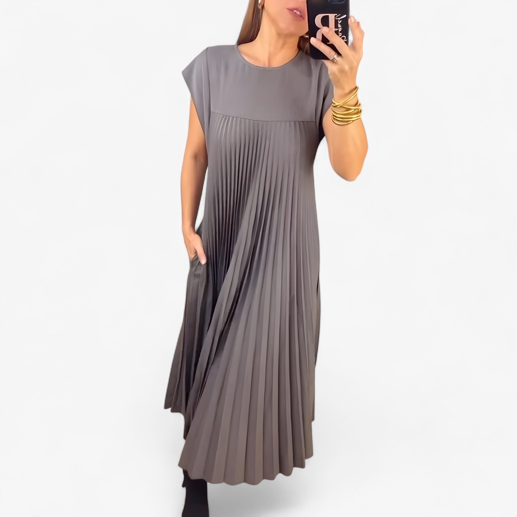 Aduana | Ærmeløst kjole med elegante folder - - women's fashion - {{ product_tags }