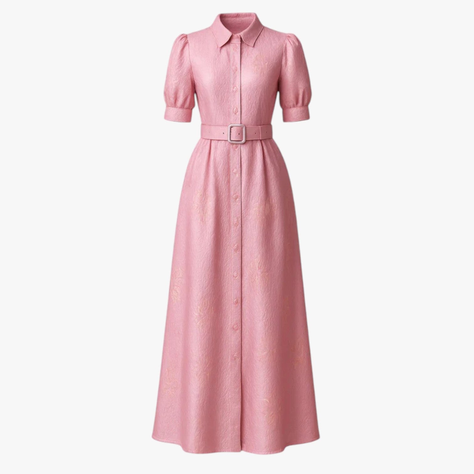 Aurelia | Kvinders Elegant Blomster Skjorte Kjole - Rosa pastello - Kvinders Kjoler - {{ product_tags }