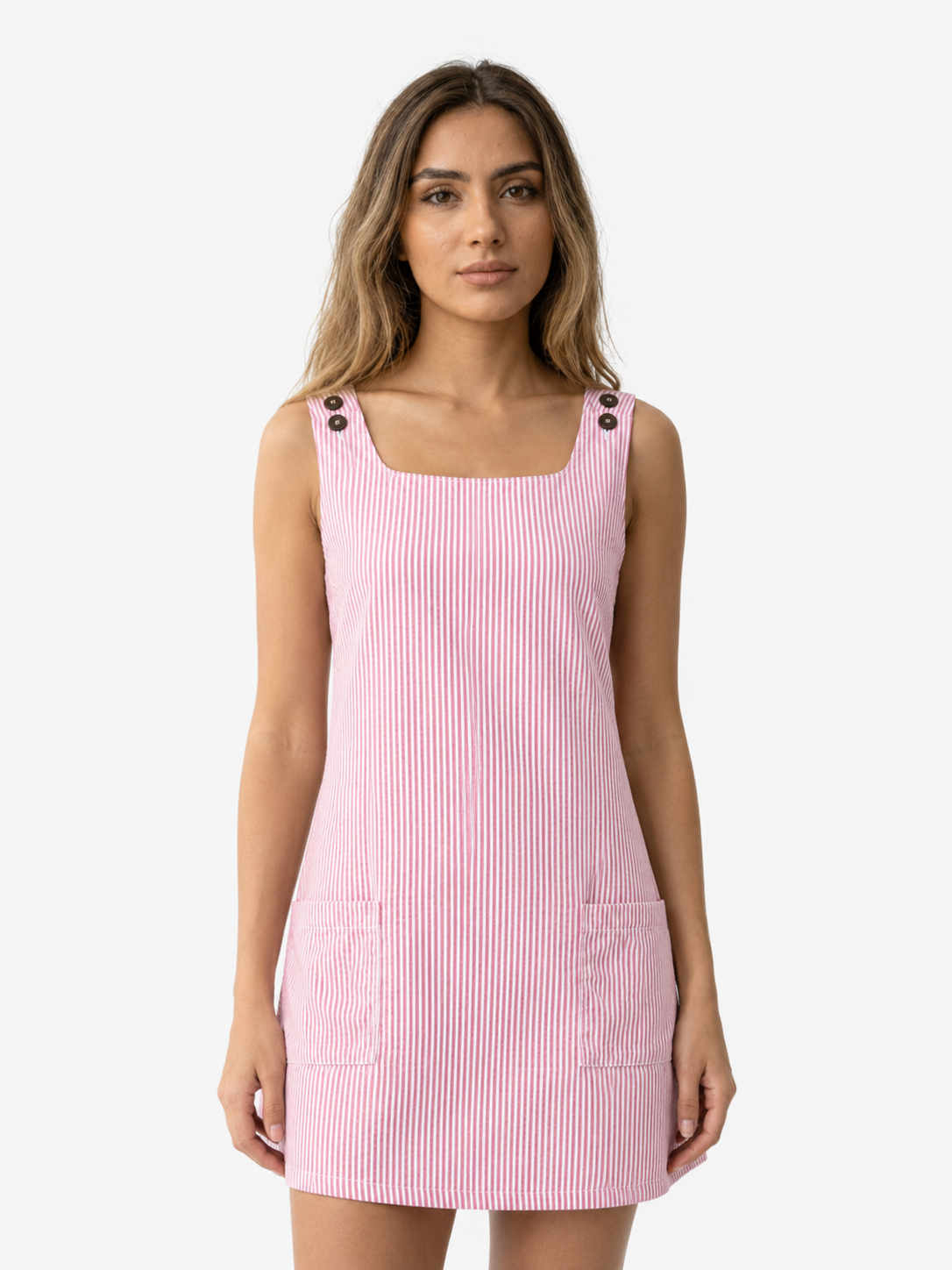 Felicia - Stribet lommekjole - Rød - - {{ product_tags }