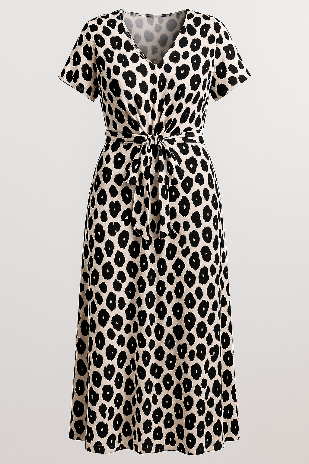 Almanda | Festkjoler Damer Med V-Udskæring Leopardprint - Sort - Kvinders Kjoler - {{ product_tags }