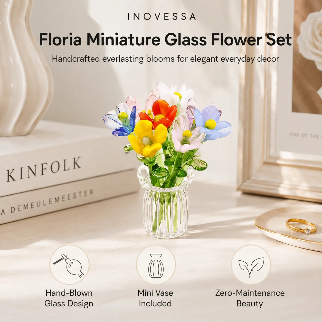 Glasblomstersæt Miniatyr - Håndblæst Glas, Evig Dekoration Inkl. - - 0 - {{ product_tags }
