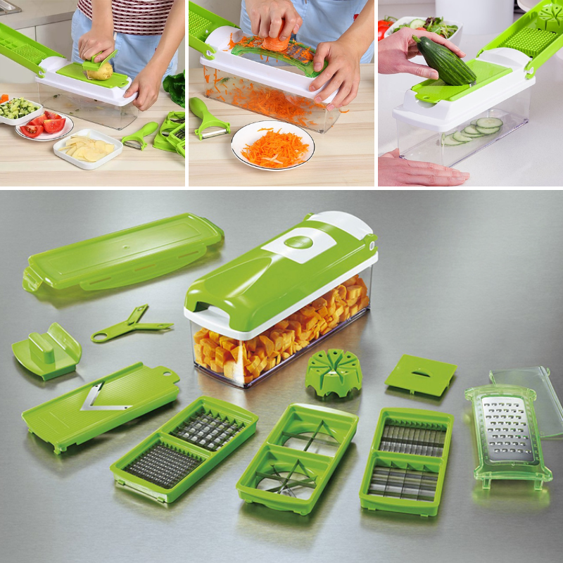 Grøntsagsskærer med 12 Funktioner - Hurtig og Sikker Madlavning - Default Title - Electronics > Home Appliances > Kitchen Appliances - {{ product_tags }