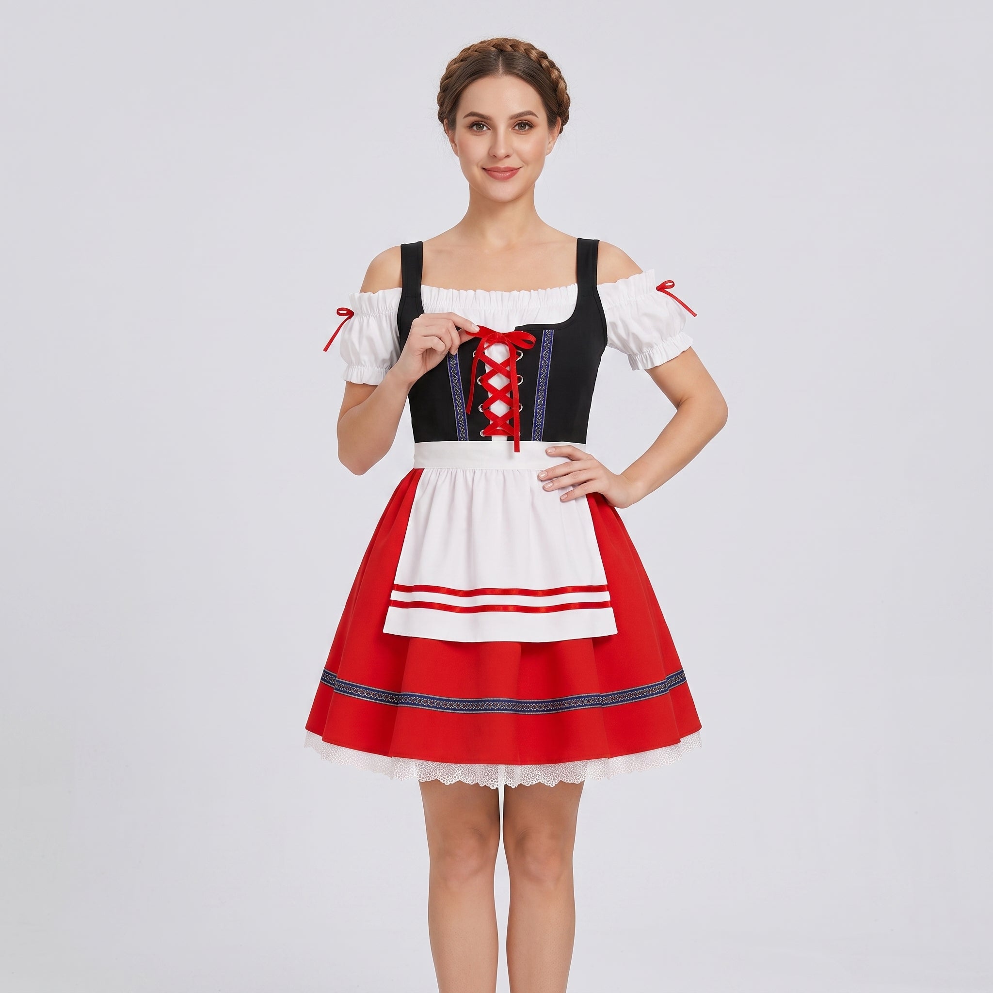 Dirndl Kjole Dame Rød Blonde til Oktoberfest Fester - - Gifts – Seasonal – Oktoberfest - {{ product_tags }