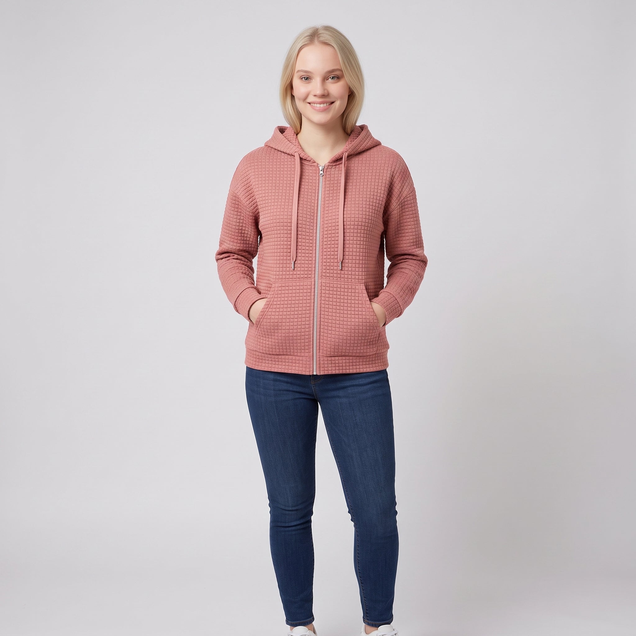 Damehættetrøje med lynlås, snøre og lommer - Komfortabel - - AW - Womens - Hoodie - {{ product_tags }