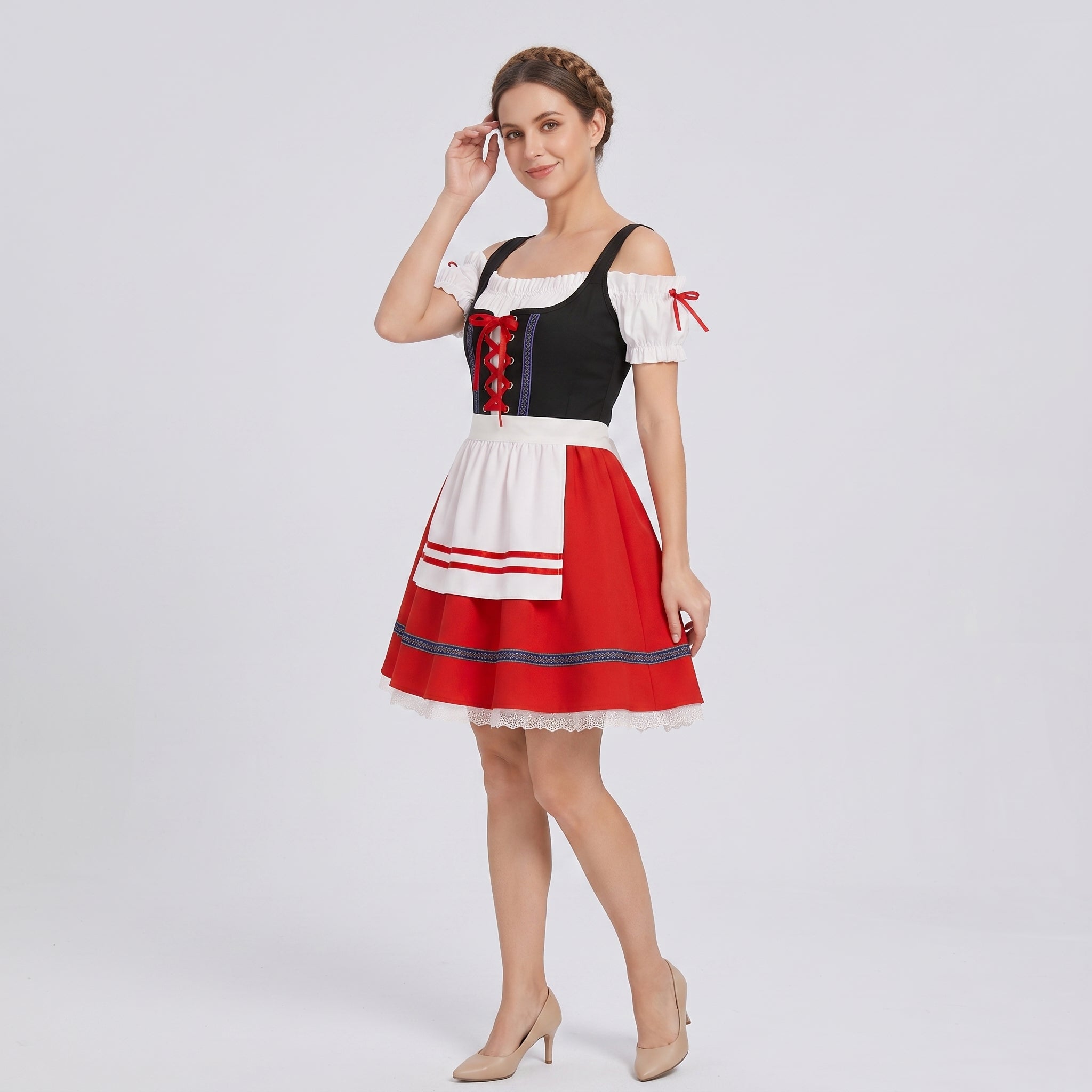 Dirndl Kjole Dame Rød Blonde til Oktoberfest Fester - - Gifts – Seasonal – Oktoberfest - {{ product_tags }