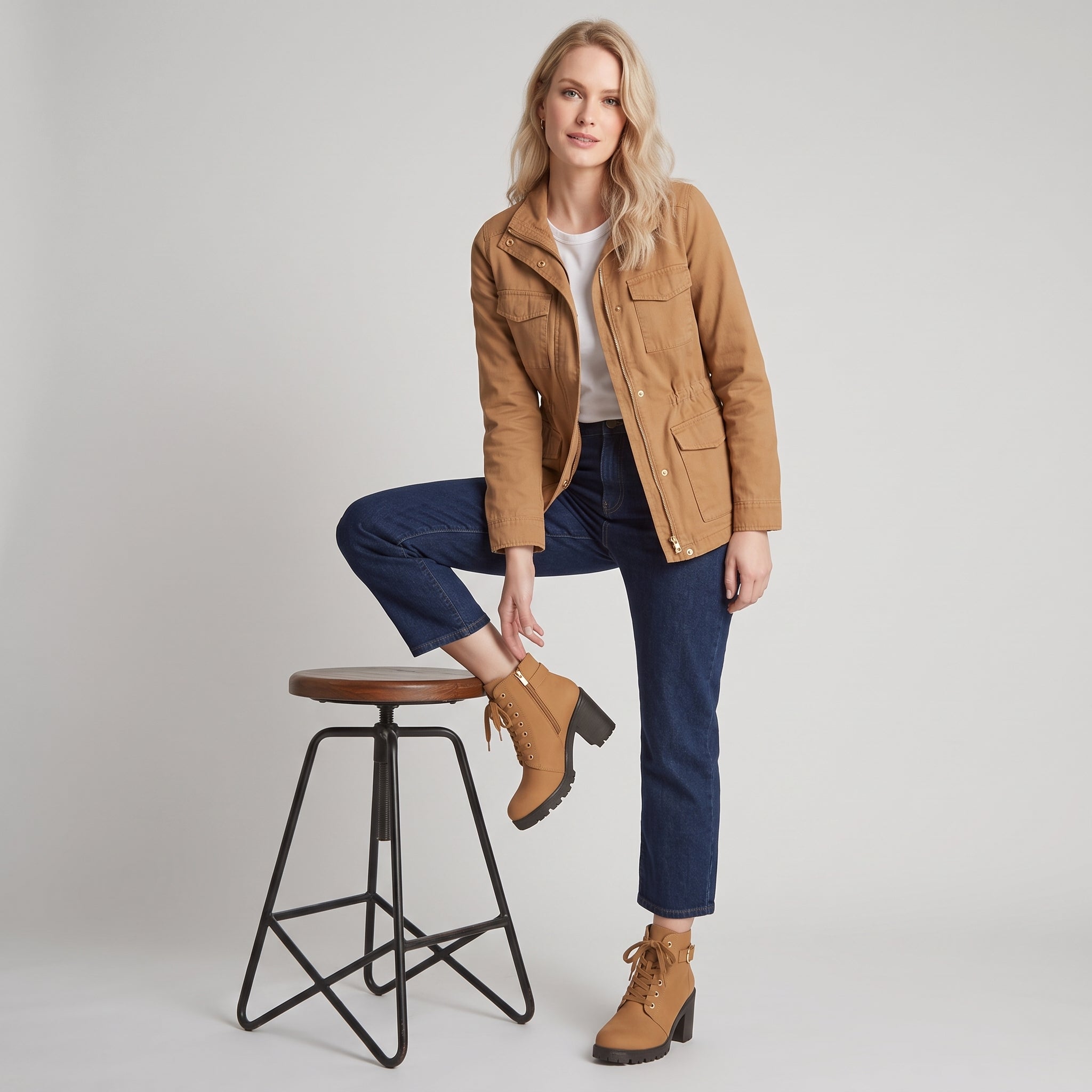 Dame Ankelstøvler med Blokhæl, Snørebånd og Lynlås-Komfort - - AS - Womens - Boots - {{ product_tags }