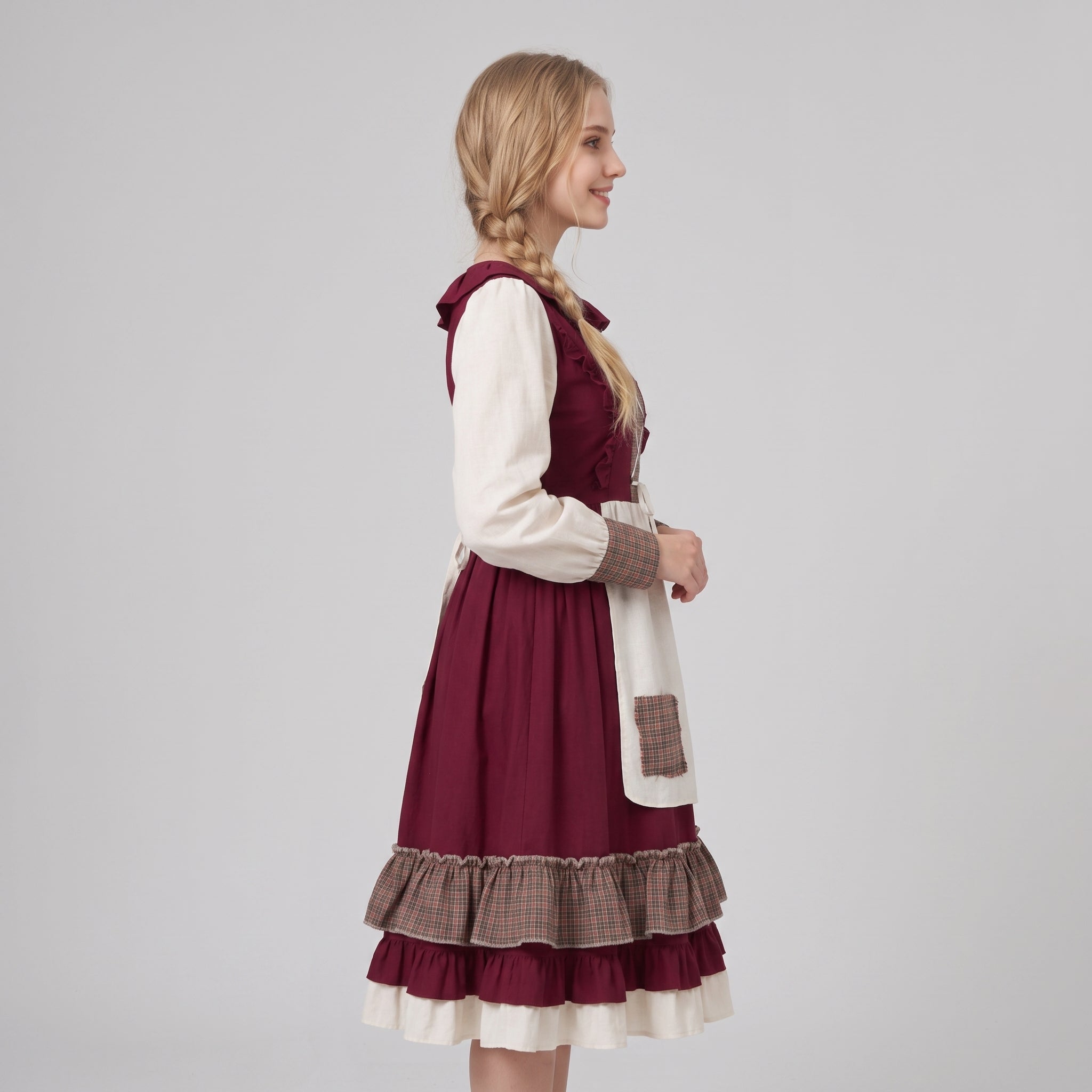 Dame dirndl kjole - Rød broderet, klassisk A-linje - - Gifts – Seasonal – Oktoberfest - {{ product_tags }
