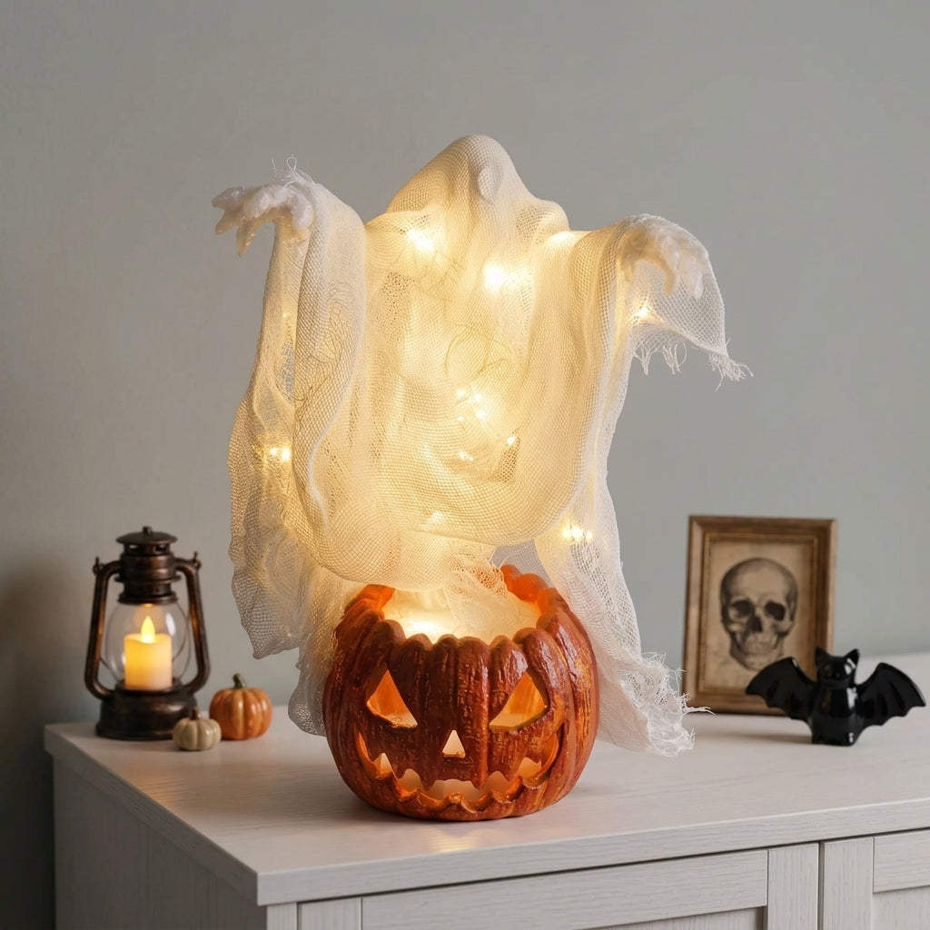 Kæmpe Lysende Spøgelse-græskar LED Lampe - 130cm - - Home & Garden > Decor > Seasonal & Holiday Decorations - {{ product_tags }