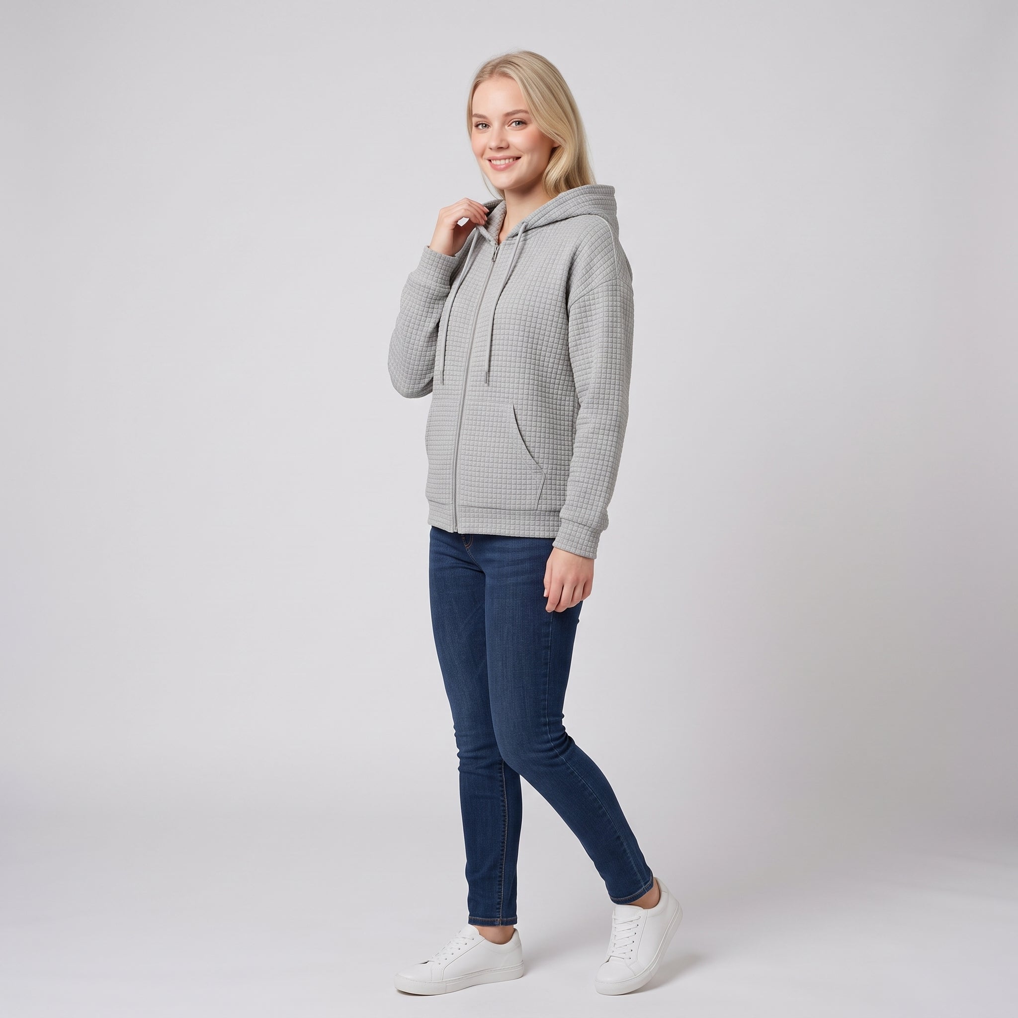 Damehættetrøje med lynlås, snøre og lommer - Komfortabel - - AW - Womens - Hoodie - {{ product_tags }