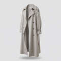 Damelang trenchcoat med revers-krave