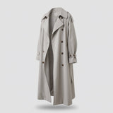 Damelang trenchcoat med revers-krave