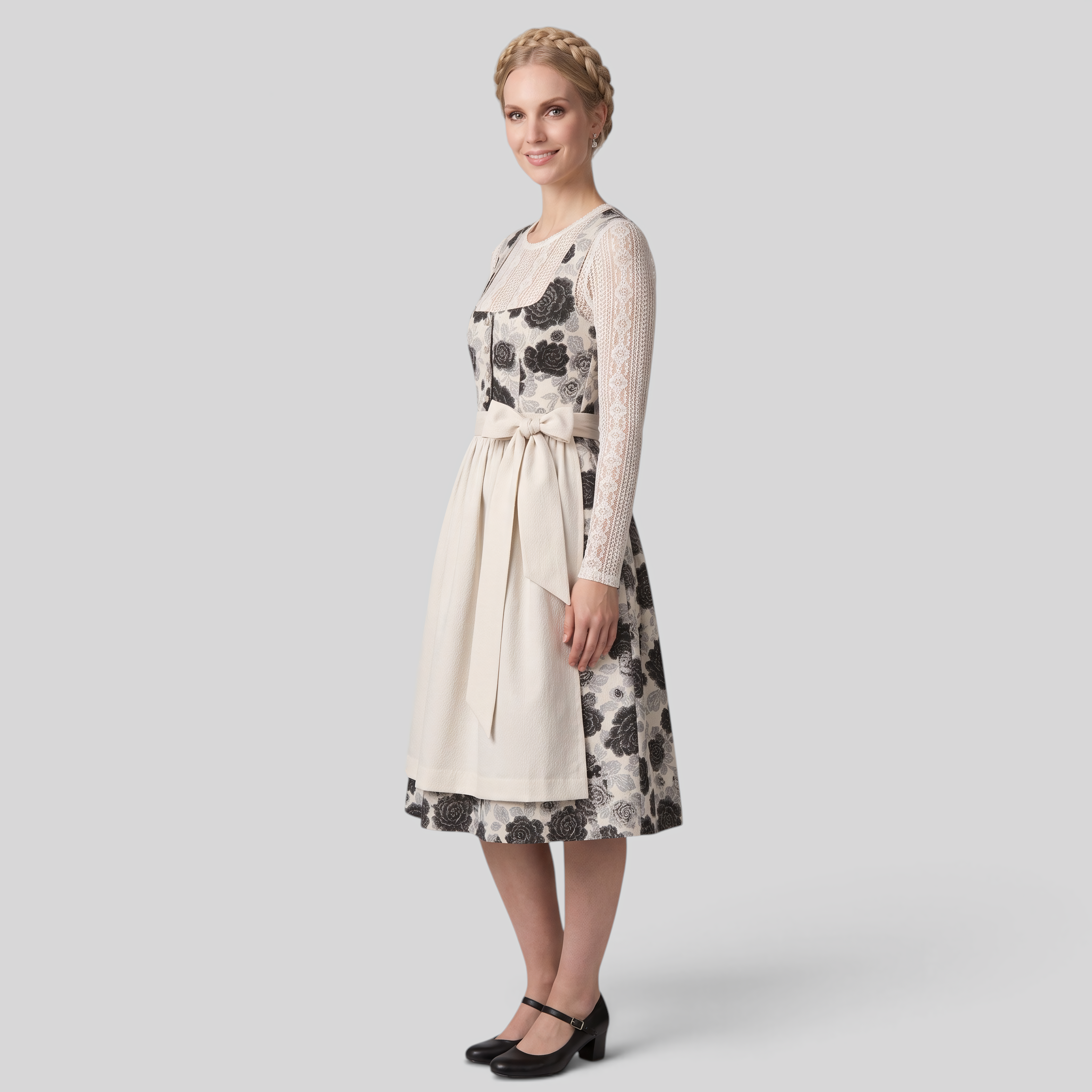 Dirndlkjole Dame Hvid - Bayersk Stil med Blomster og Korte Ærmer - - Gifts – Seasonal – Oktoberfest - {{ product_tags }
