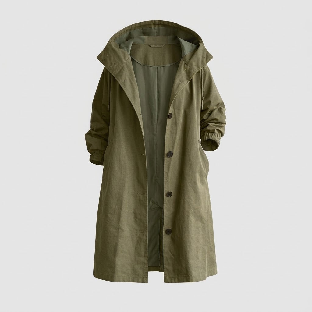 Vandtæt dame-trenchcoat med lang pasform