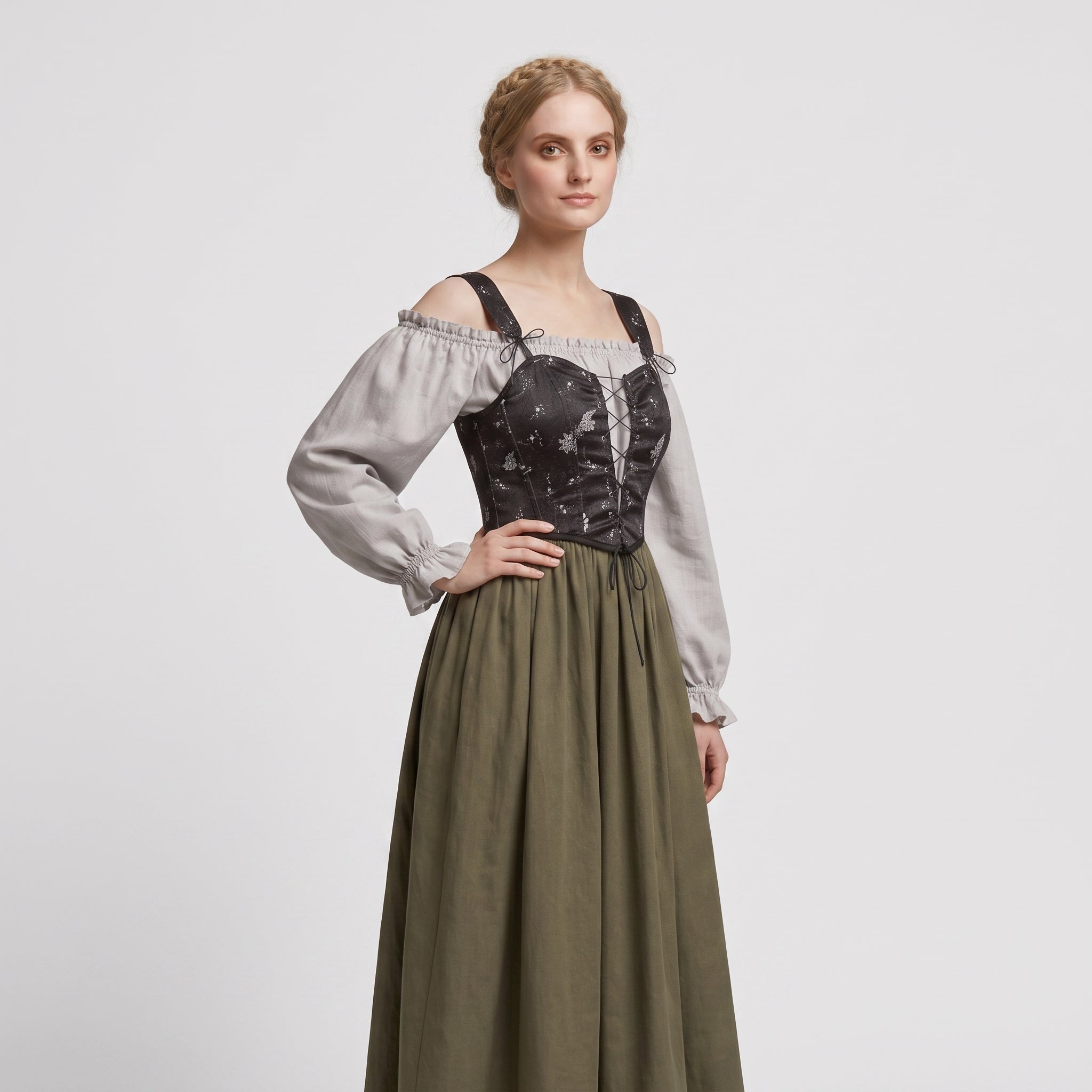 Trachtenkjole Dame Grå til Oktoberfest - Romantisk Pufærme Stil - - Gifts – Seasonal – Oktoberfest - {{ product_tags }