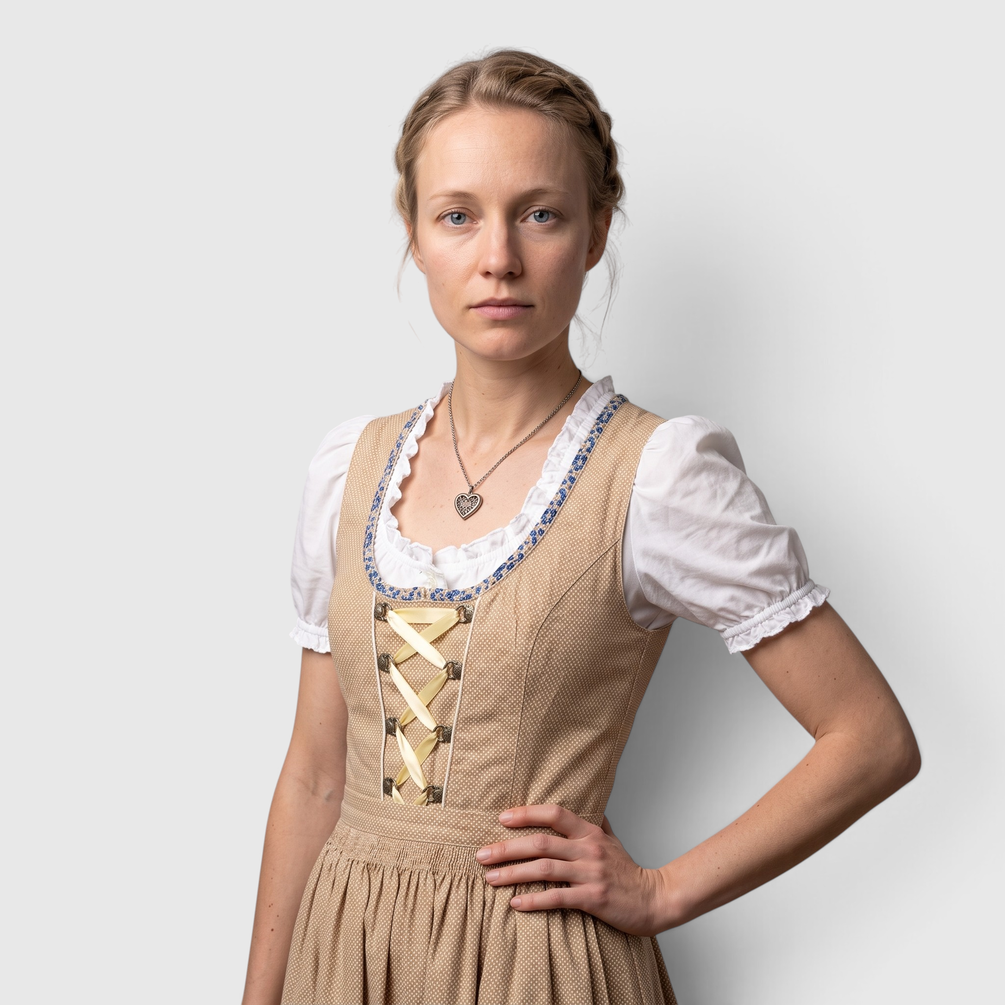 Dirndlkjole Dame Traditionel Brun med Blondebluse og Forklæde - - Gifts – Seasonal – Oktoberfest - {{ product_tags }