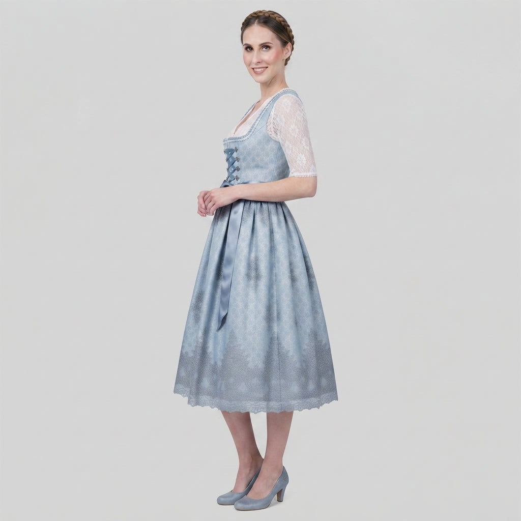 Dirndlkjole til Kvinder: Blå Traditionel Oktoberfest-stil - - Gifts – Seasonal – Oktoberfest - {{ product_tags }