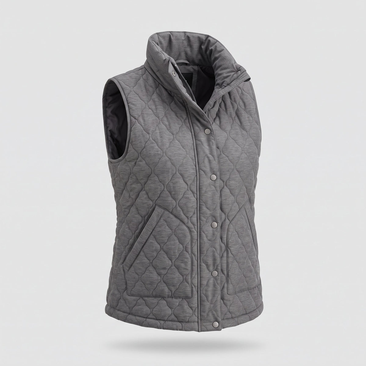 Dame Quiltet AErmeloes Vest - Graa - Vest - {{ product_tags }