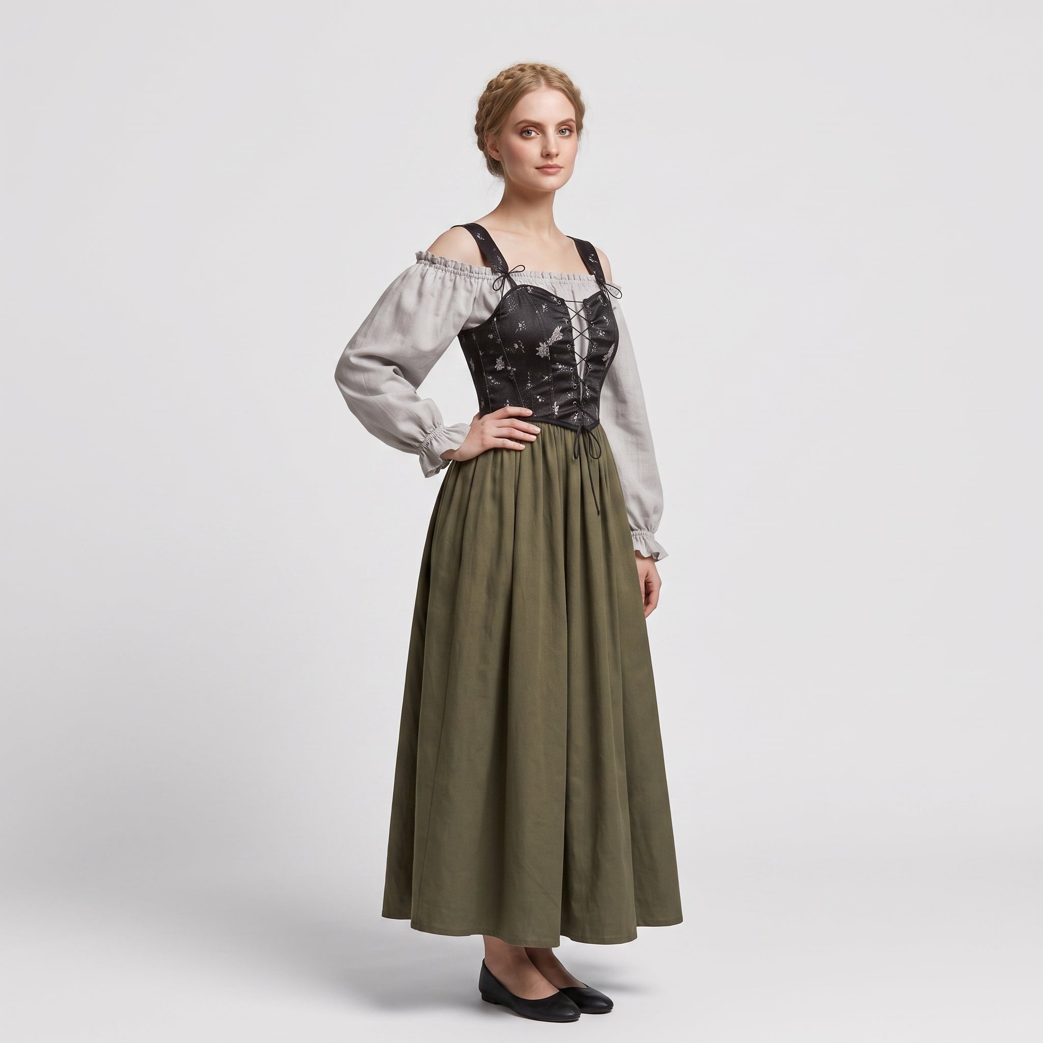Trachtenkjole Dame Grå til Oktoberfest - Romantisk Pufærme Stil - - Gifts – Seasonal – Oktoberfest - {{ product_tags }