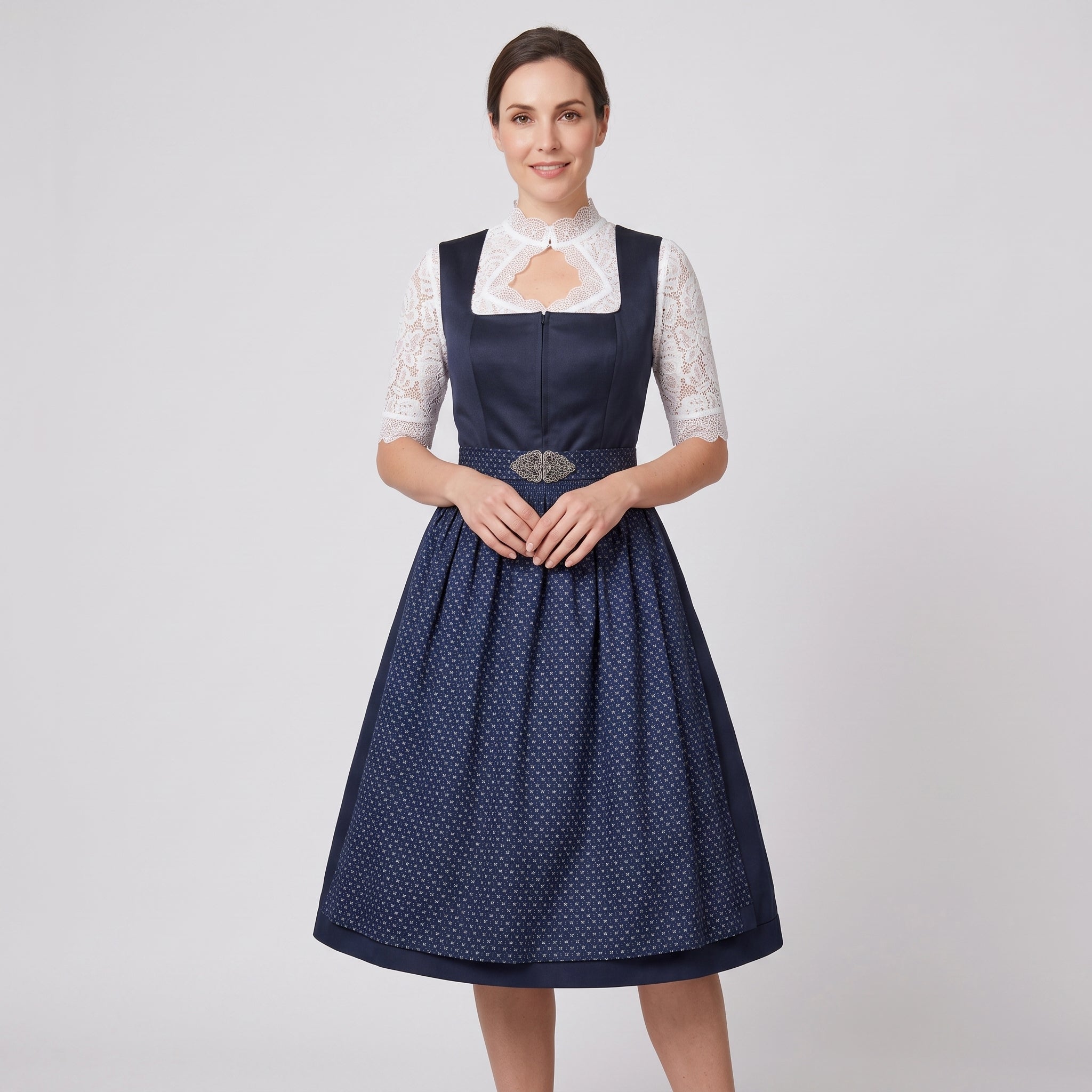 Dirndl til kvinder - Marineblå med elegante blondedetaljer - - Gifts – Seasonal – Oktoberfest - {{ product_tags }