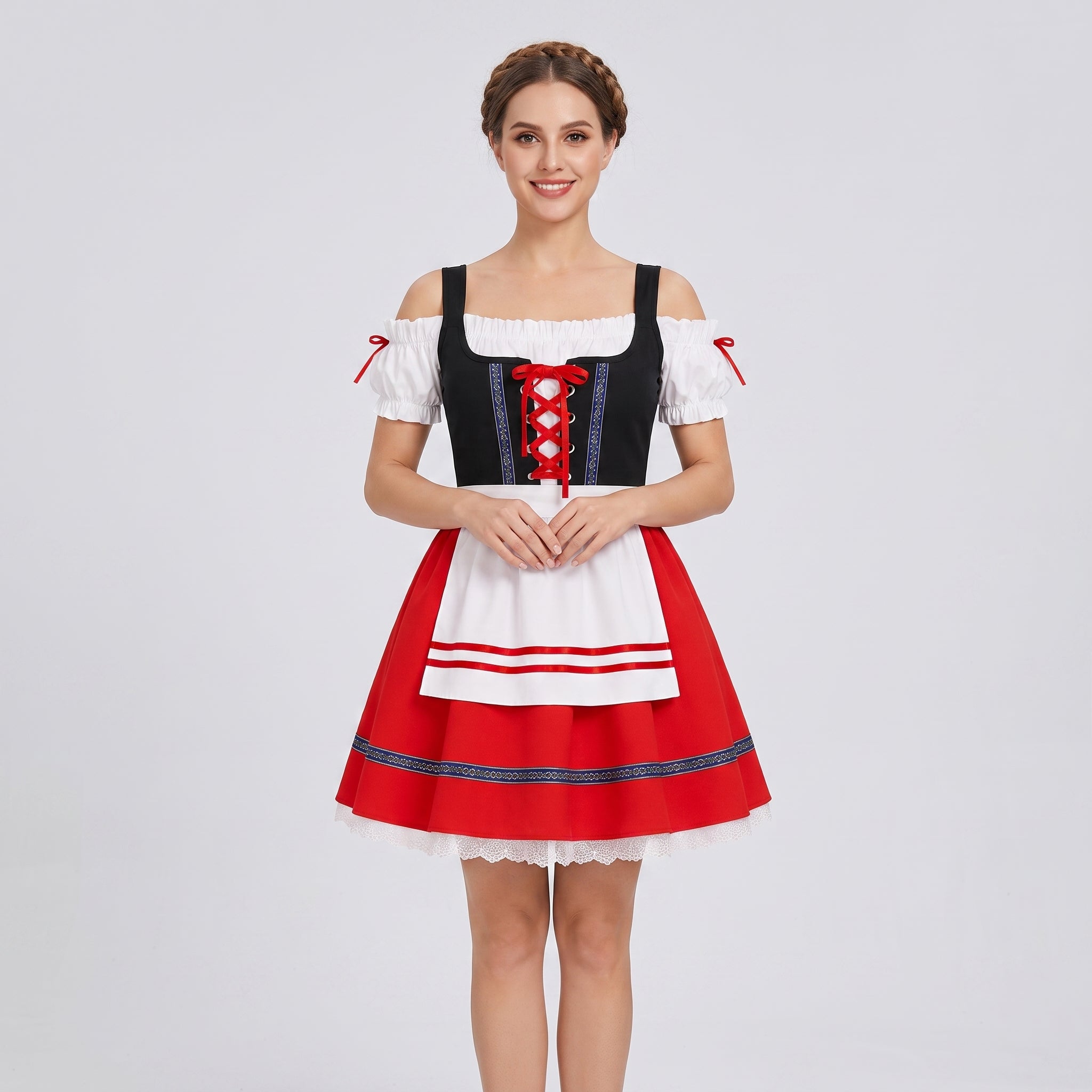 Dirndl Kjole Dame Rød Blonde til Oktoberfest Fester - - Gifts – Seasonal – Oktoberfest - {{ product_tags }