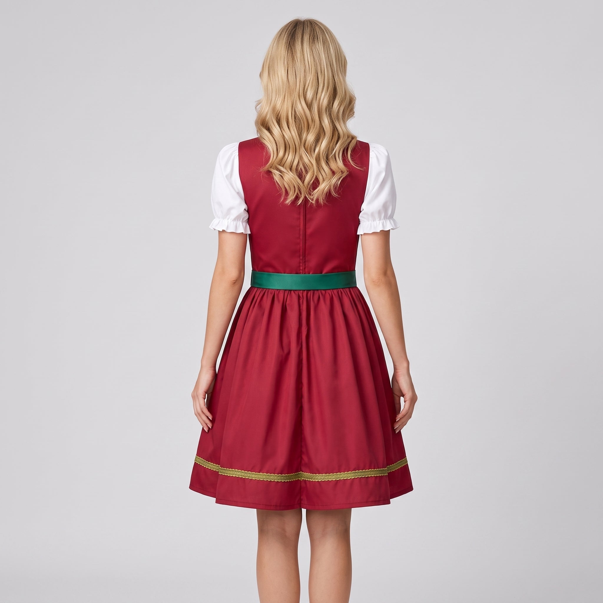 Oktoberfest kjole til dame i rød-grøn, traditionel stil med forklæde - - Gifts – Seasonal – Oktoberfest - {{ product_tags }