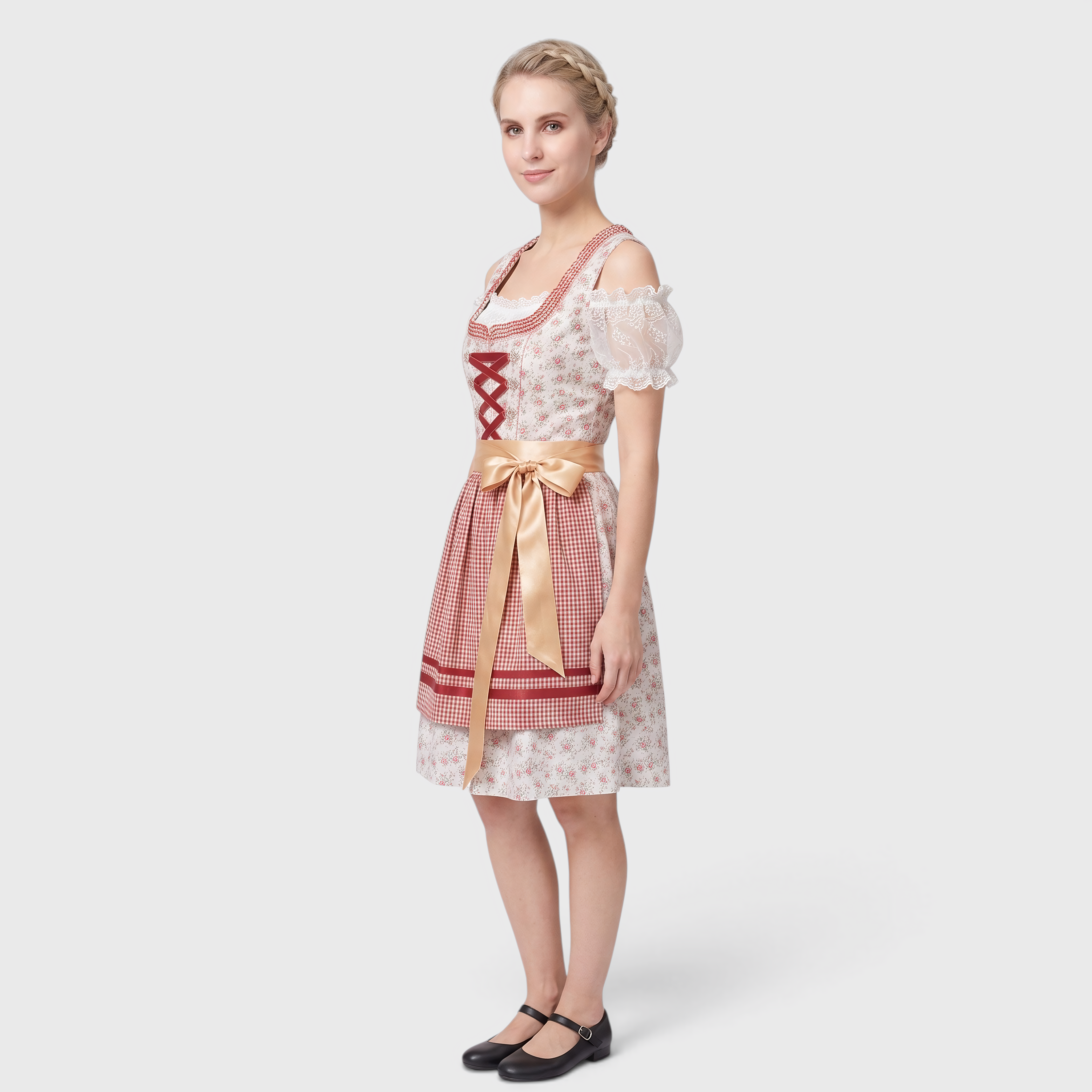Dame Trachtenkjole Rosa med Korset, Forklæde og Blondedetaljer - - Gifts – Seasonal – Oktoberfest - {{ product_tags }