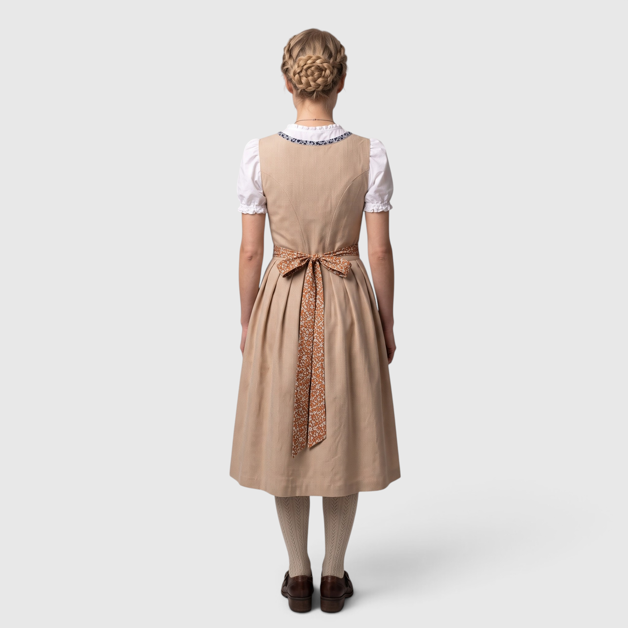 Dirndlkjole Dame Traditionel Brun med Blondebluse og Forklæde - - Gifts – Seasonal – Oktoberfest - {{ product_tags }