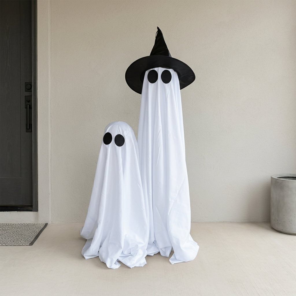 Lysende Spøgelse med Heksehat - LED Halloween-dekoration
