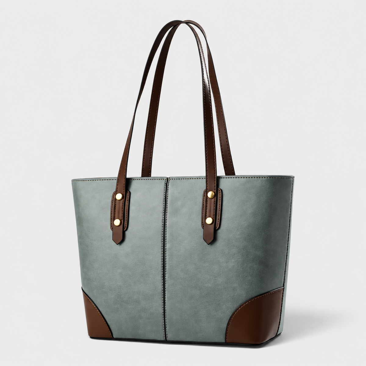 Vintage Læder Skuldertaske Dame med Stor Kapacitet - Grågrøn - bags - {{ product_tags }