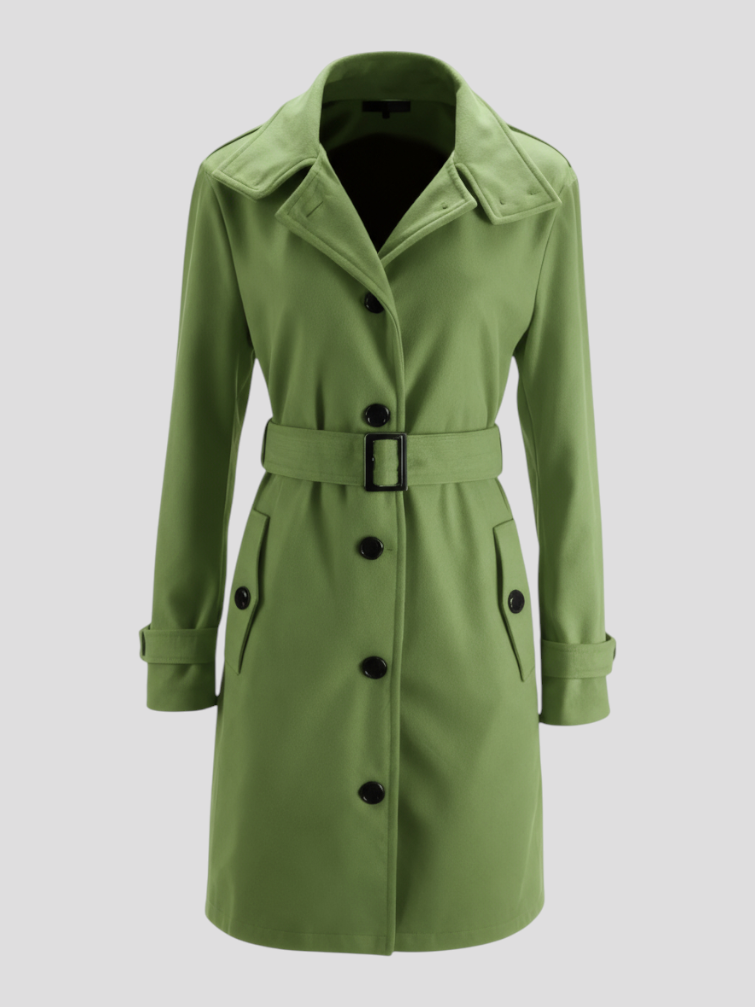 Mille | Uldfrakke med Høj Krave | Uldblanding | Perfekt til Koldere Dage - Grøn - Jacket - {{ product_tags }