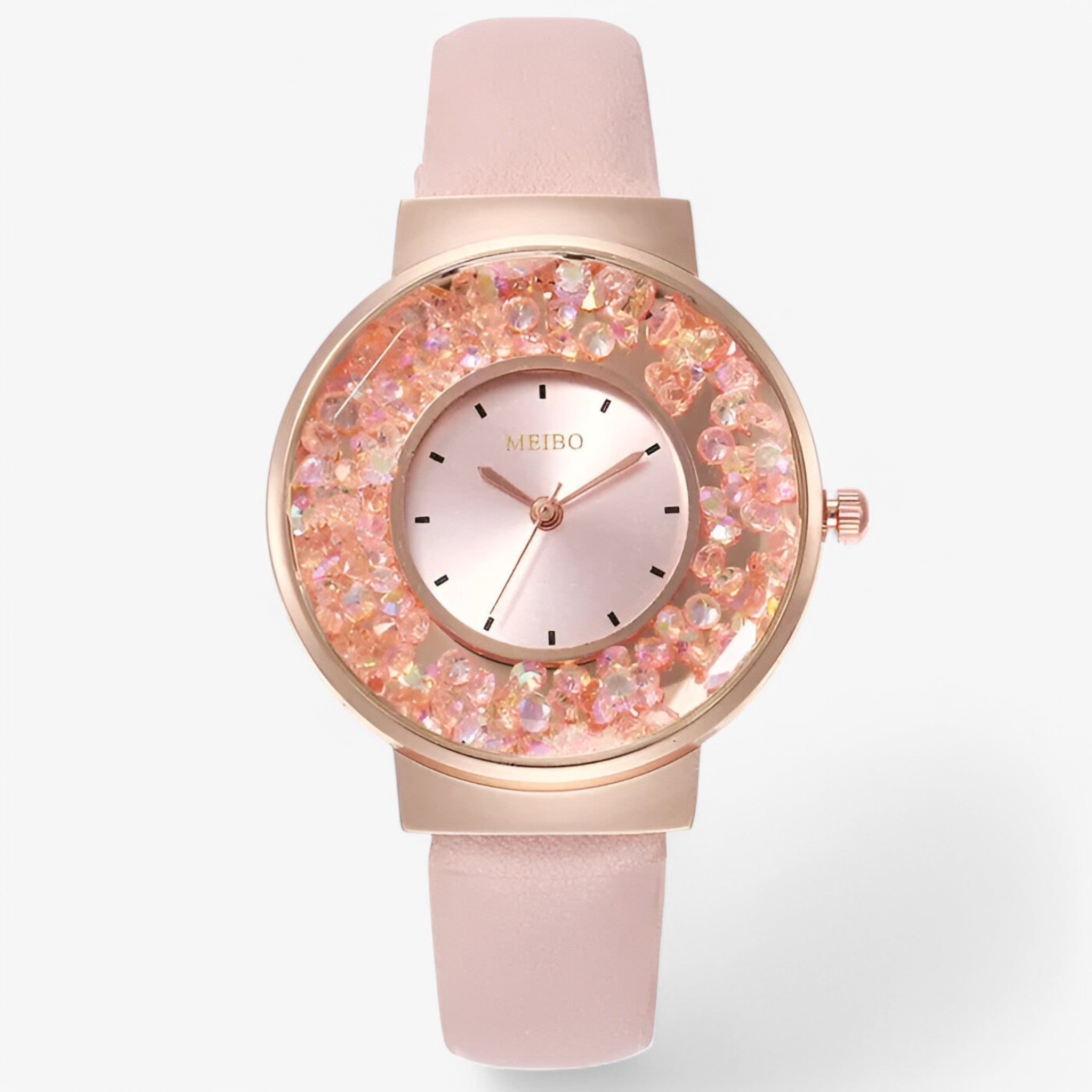 Edith | Dameur med læderrem i armbåndsstil og quartz urværk - Lyserød - watches - {{ product_tags }