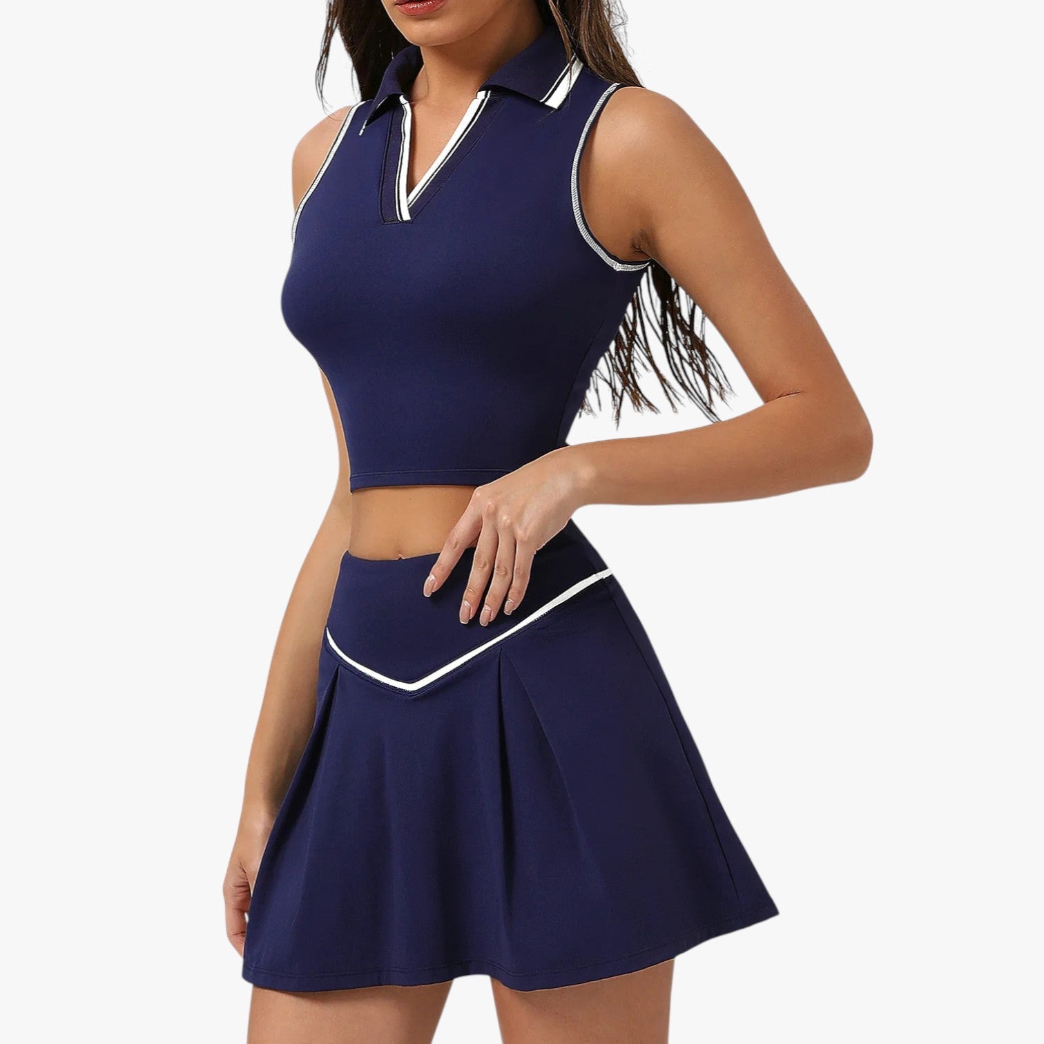 Amalie | Stil og støtte - Kvinde 2-delt Med Top Polstret Tennis Sæt - - Women's Sportswear - {{ product_tags }