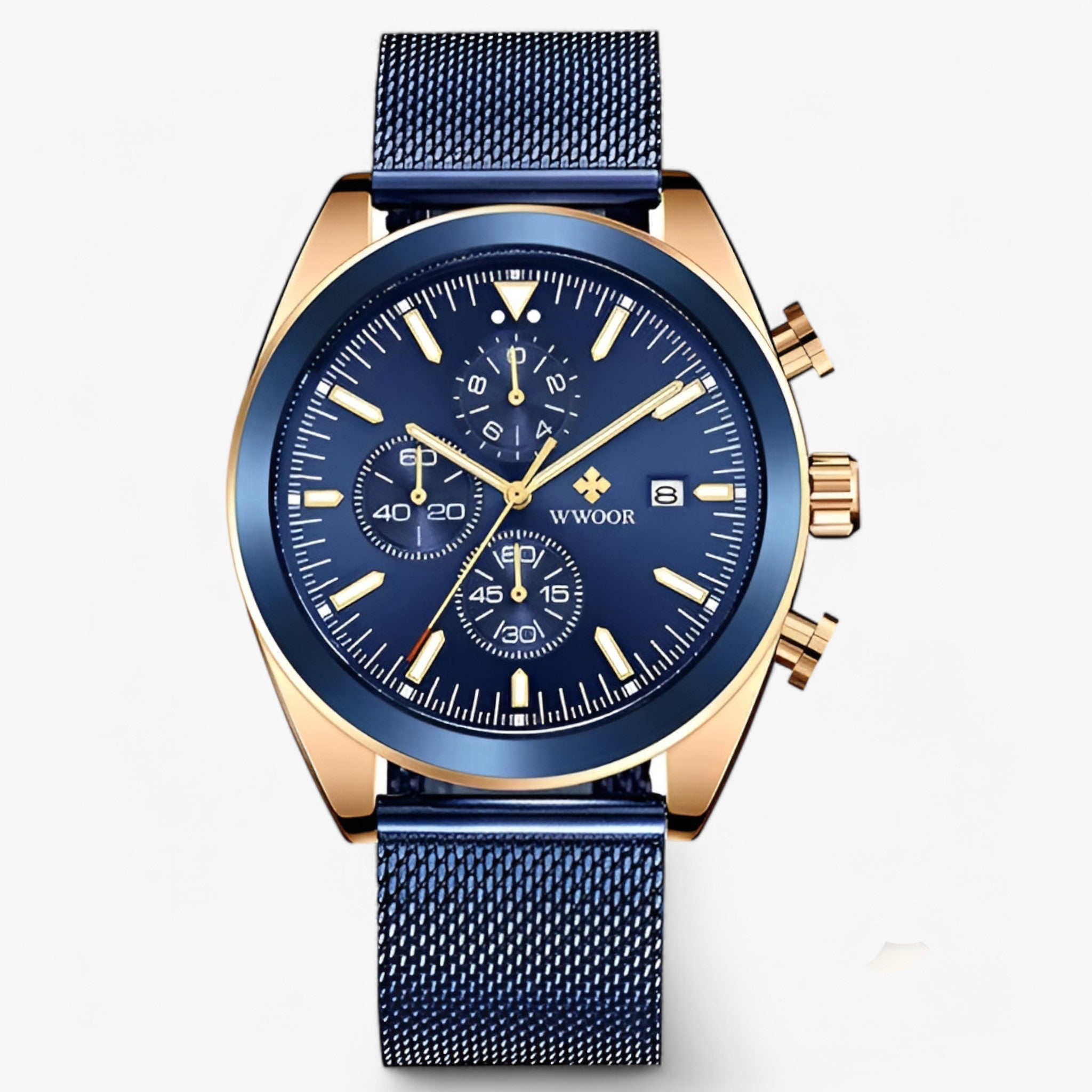 Felix | Luksus kronografur lavet af rustfrit stål - blå rose - watches - {{ product_tags }