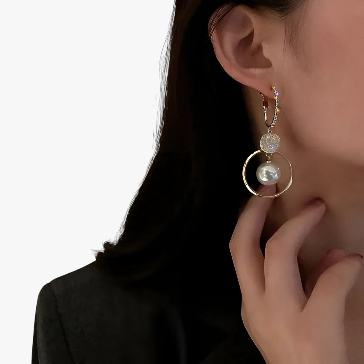 Evelyn | Strålende elegant - Oversized pareloorbellen med gyldne accenter - - women's fashion - {{ product_tags }