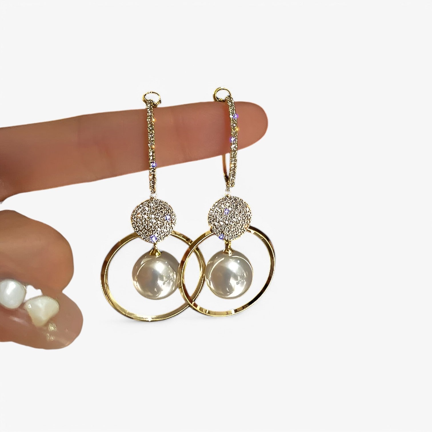 Evelyn | Strålende elegant - Oversized pareloorbellen med gyldne accenter - - women's fashion - {{ product_tags }