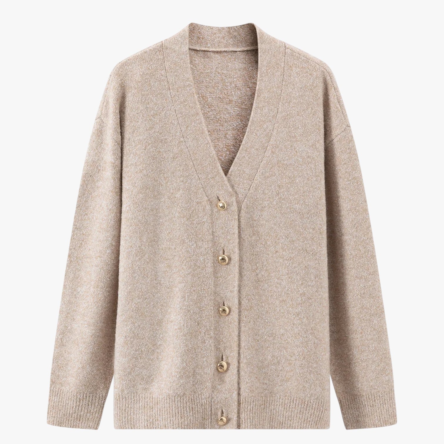 Zoe | Oversized chic dametrøje cardigan, varm og blød, med V-udskæring - Farvekaki - Zoe | Oversized chic dametrøje cardigan, varm og blød, med V-udskæring - €25 - {{ product_tags }