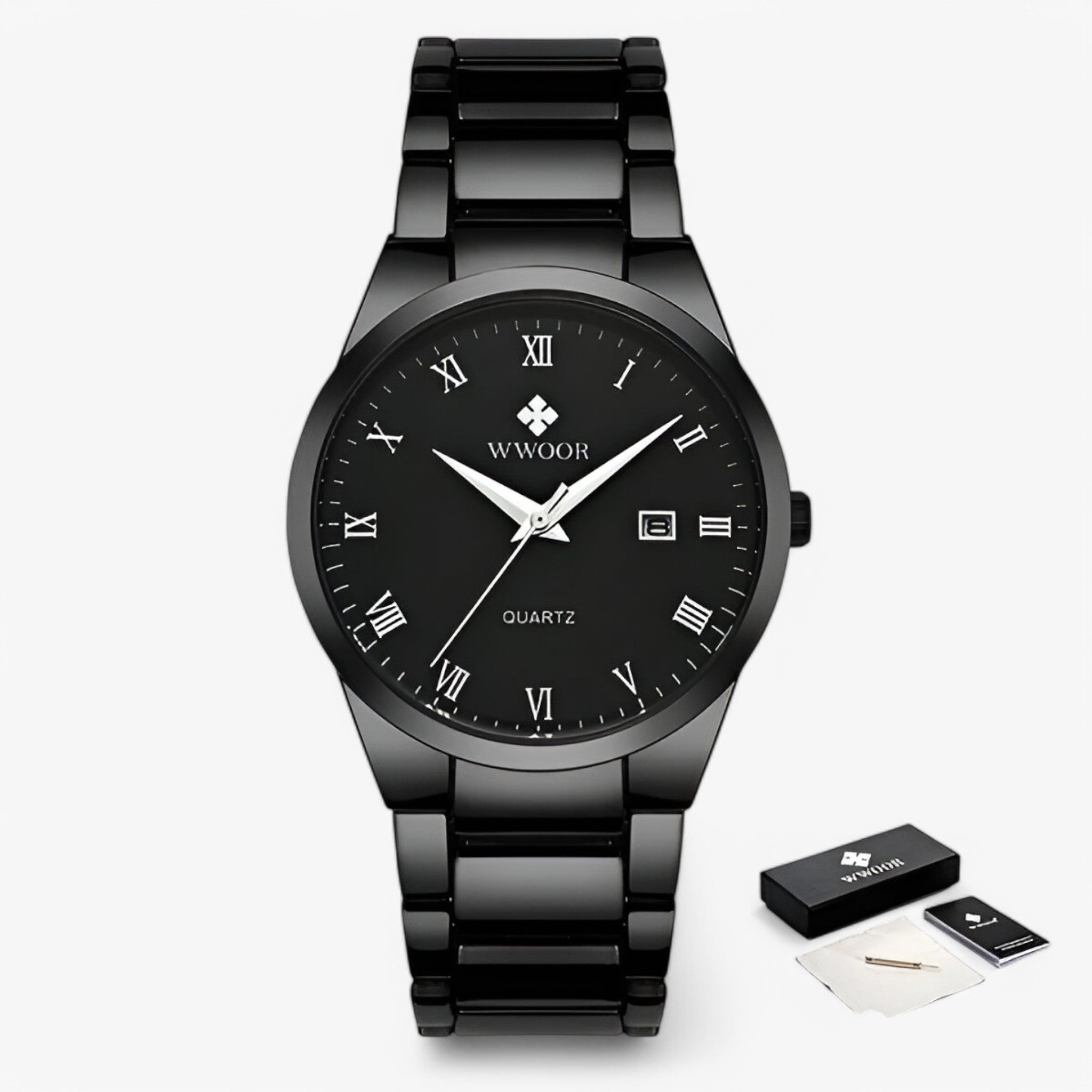 Victor | Elegant quartz ur - Sort sort med æske - watches - {{ product_tags }