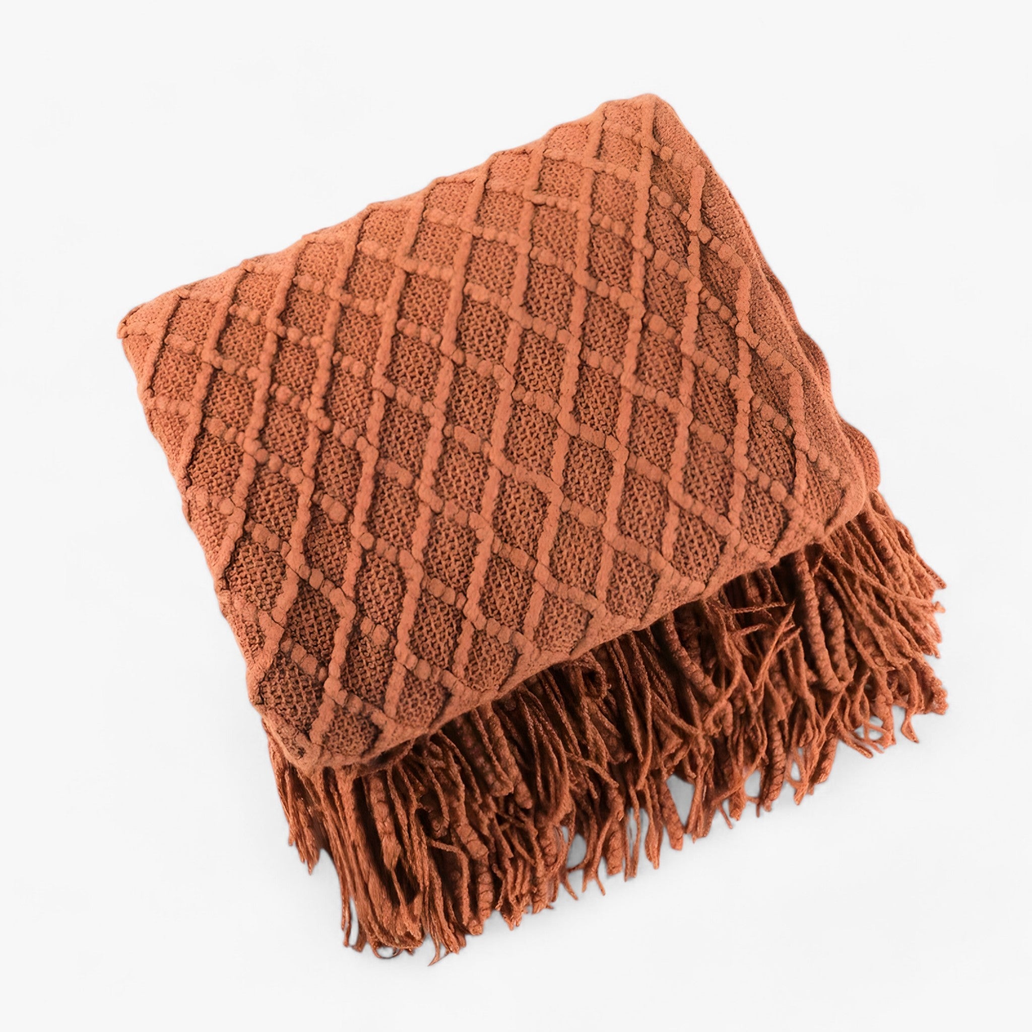 Ely | Nordisk Kasjmirlook Tæppe - Elegant og Komfortabel - Murstenrød - Ely | Nordisk Kasjmirlook Tæppe - Elegant og Komfortabel - €25 - {{ product_tags }