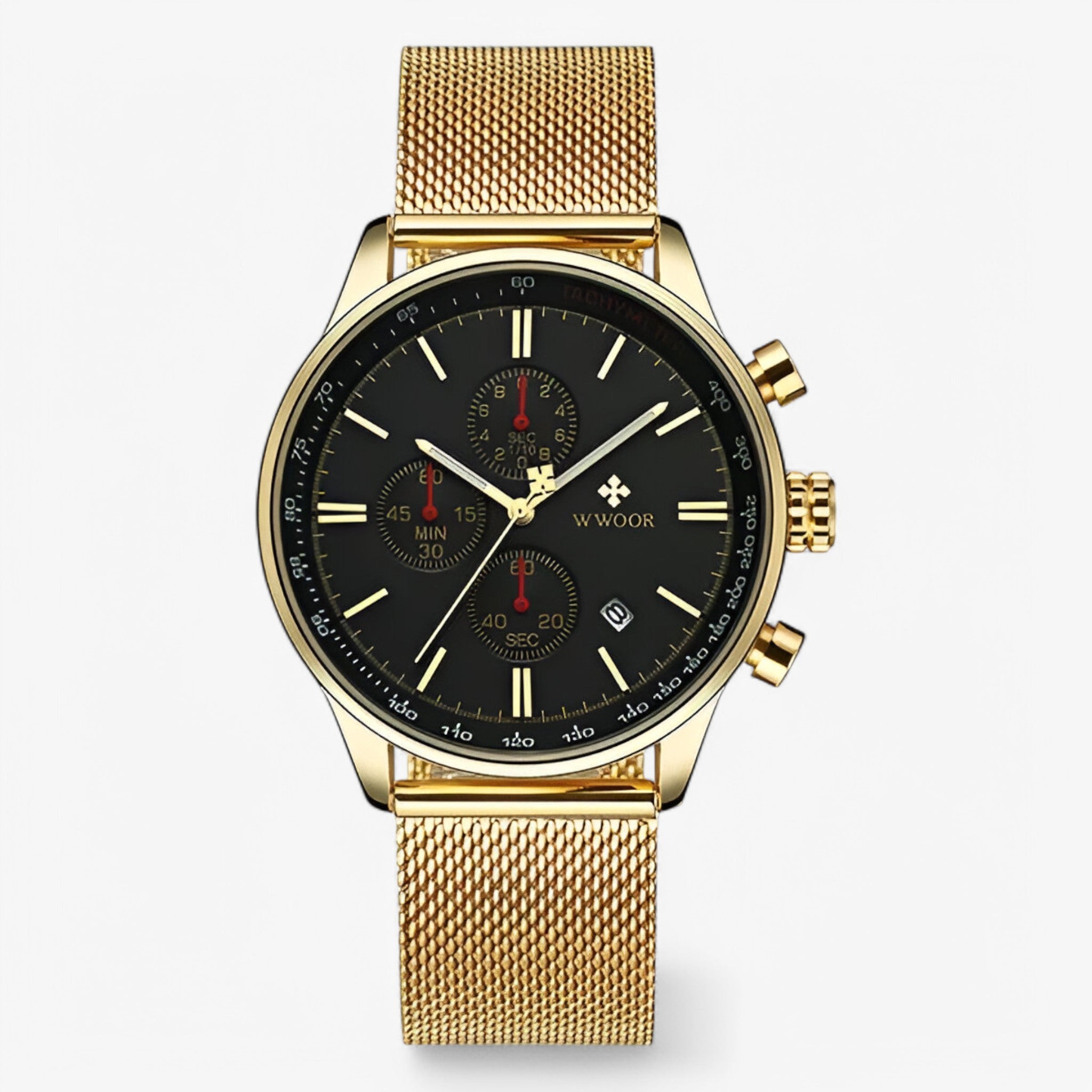 Dante | Luksus sportsur - guld sort - watches - {{ product_tags }