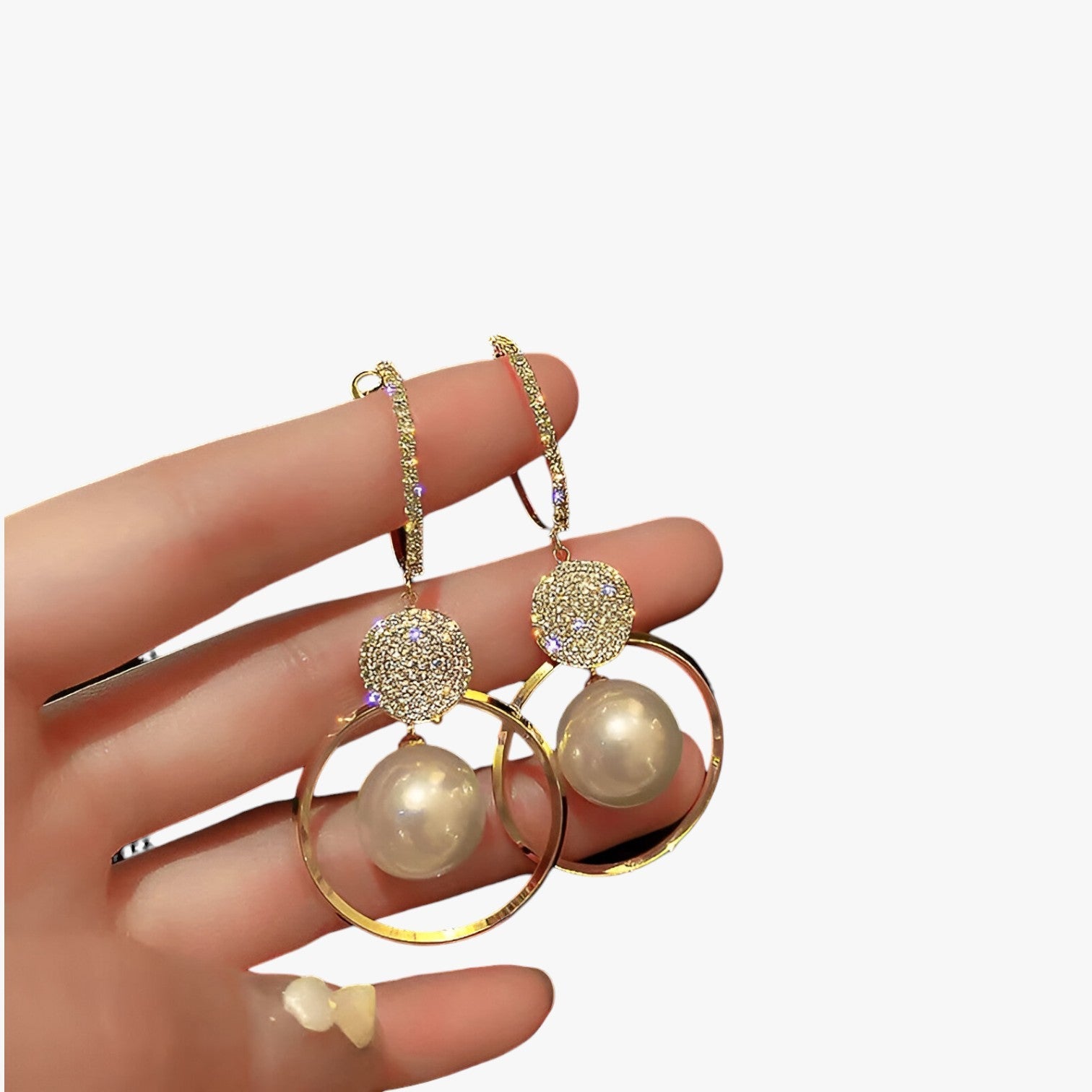 Evelyn | Strålende elegant - Oversized pareloorbellen med gyldne accenter - - women's fashion - {{ product_tags }