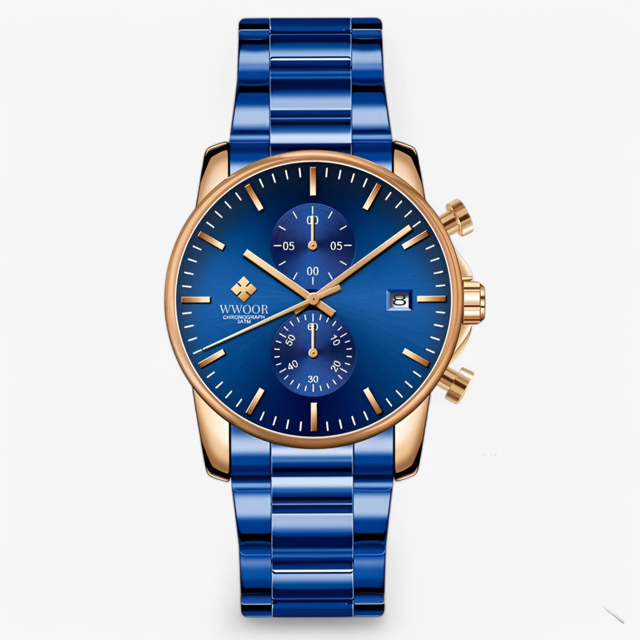 Nico | Luksus Business Chronograph Ur - Blå guld - watches - {{ product_tags }