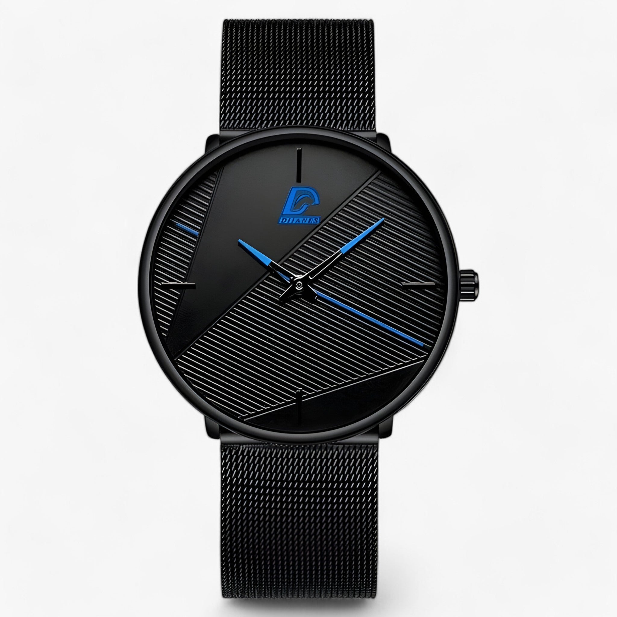 Baptiste | Ultra-tynd Kvarts - Minimalistisk & Stilfuld - Mesh Sort Blå - watches - {{ product_tags }